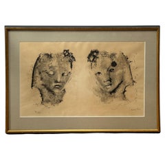 "Doppio ritratto" Litografia surrealista di Leonor Fini