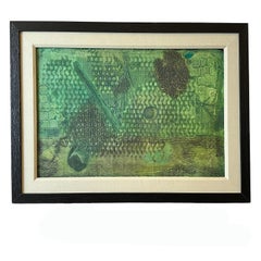 Stampo verde espressionista astratto per una litografia di Beckford Young