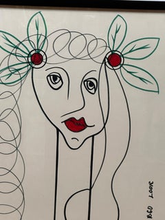 Minimalist Line Drawing Girl Portrait as homage to Picasso's Head of a Woman