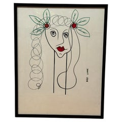 Portrait de fille au dessin minimaliste en hommage à la tête d'une femme de Picasso