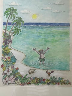 "By The Beach" Satirical Drawing by Michael Dormer