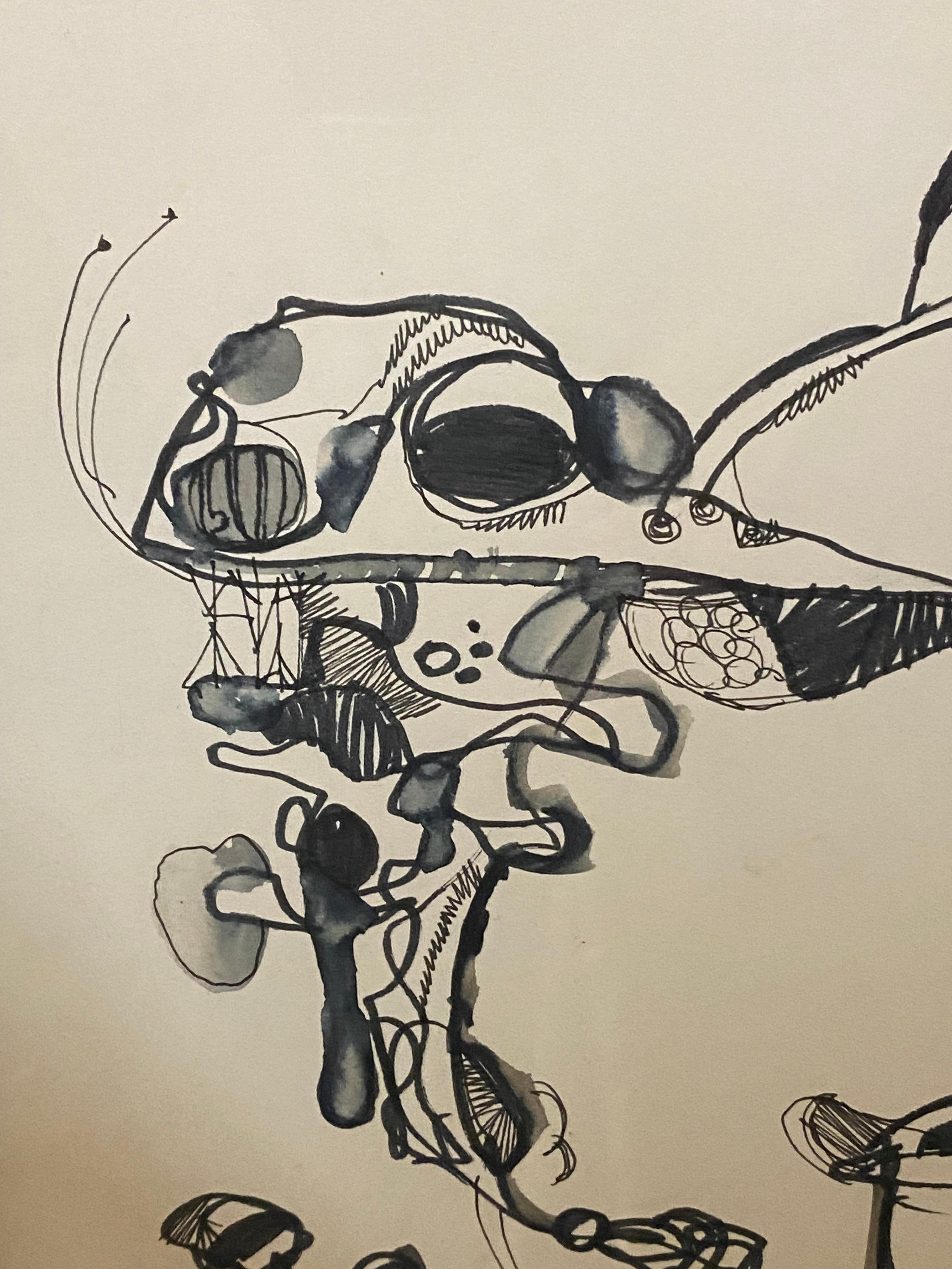 Ink drawing by Californian artist Michael Dormer. For Sale 1