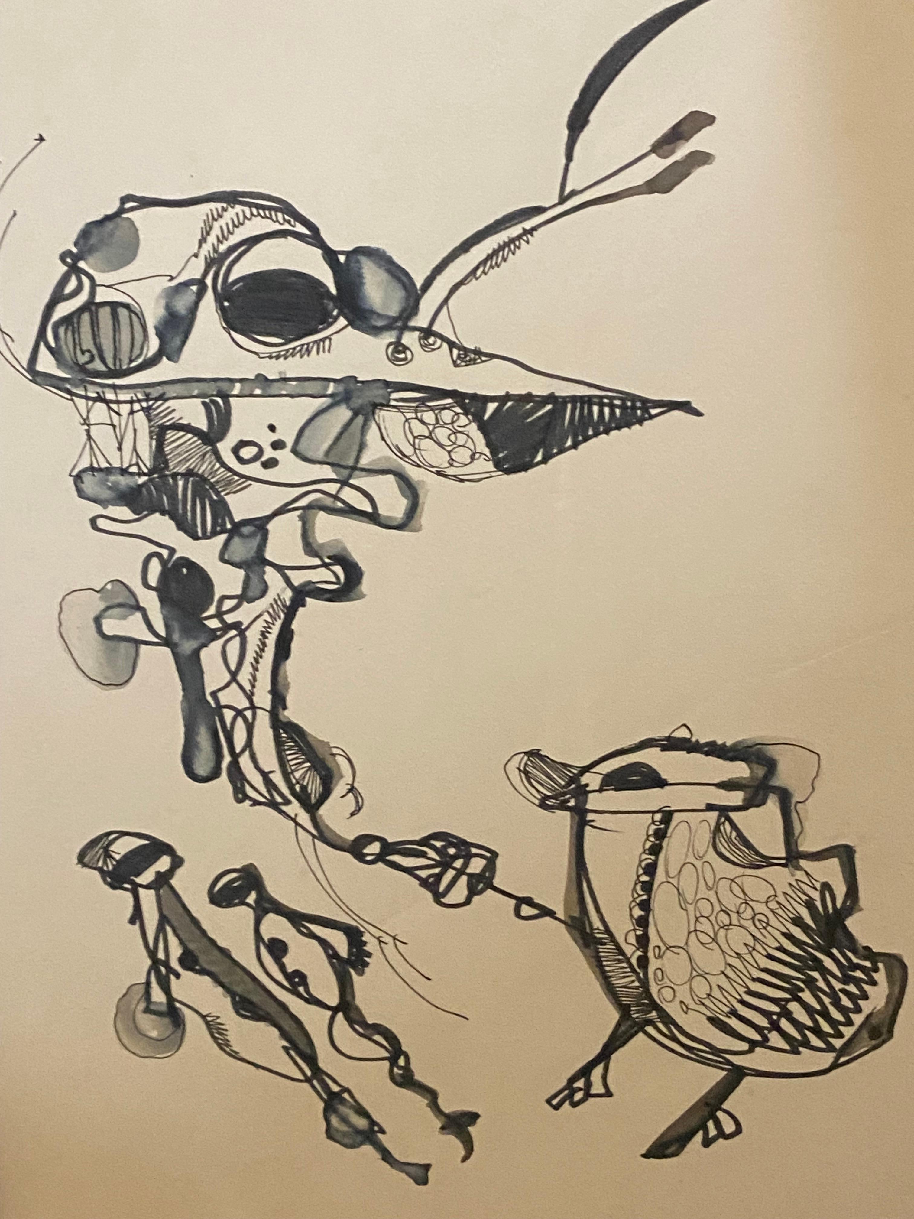 Ink drawing by Californian artist Michael Dormer. For Sale 4