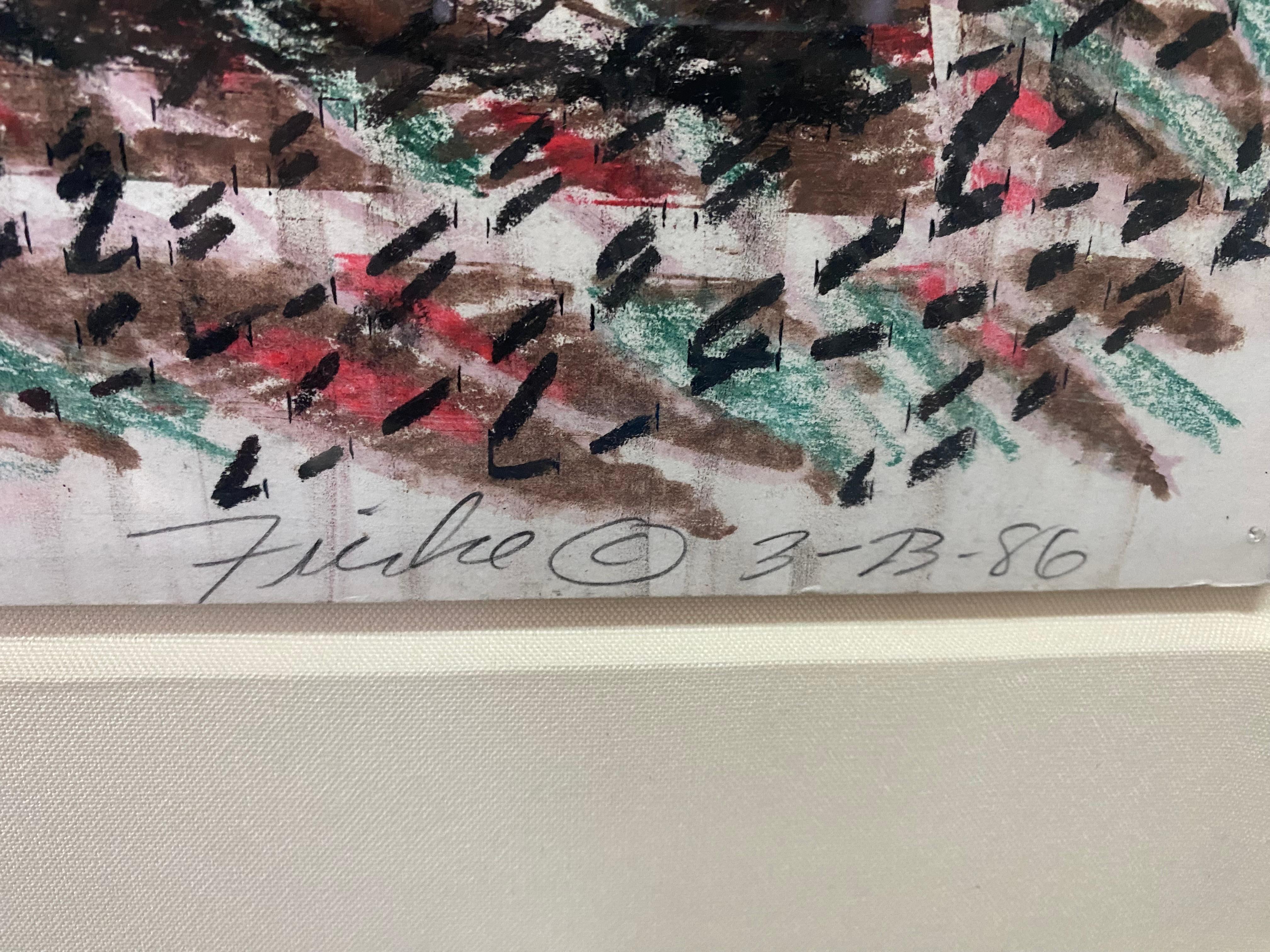 Optisch-pastellfarbener Bleistift Expressionistische abstrakt – Art von Unknown