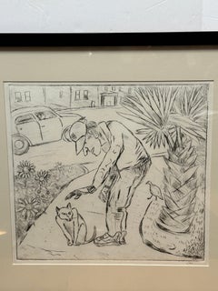"Reluctant Cat" Satirical Drawing by John Marx