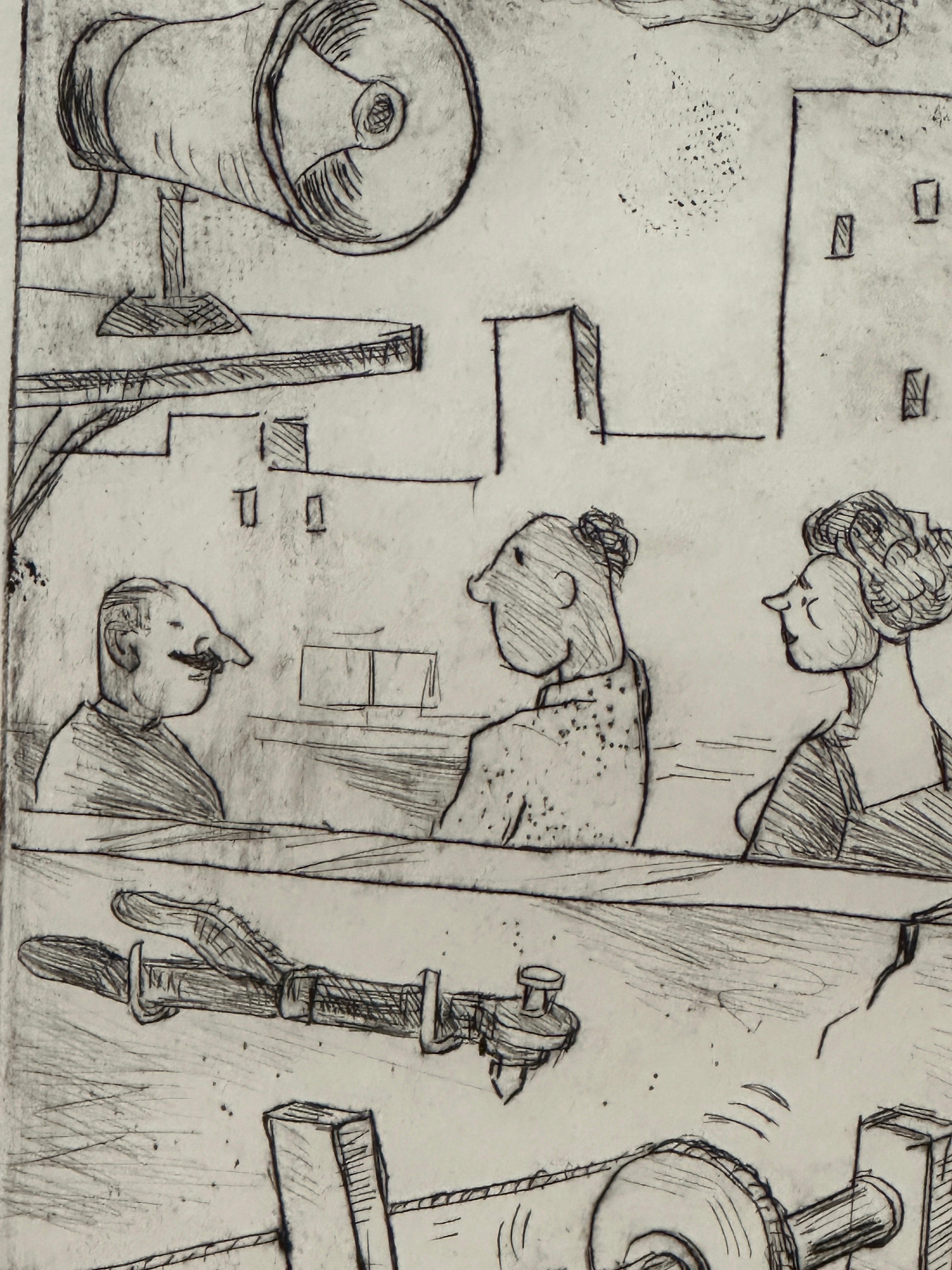 „ People In The Street“ Satirische Zeichnung von John Marx im Angebot 3