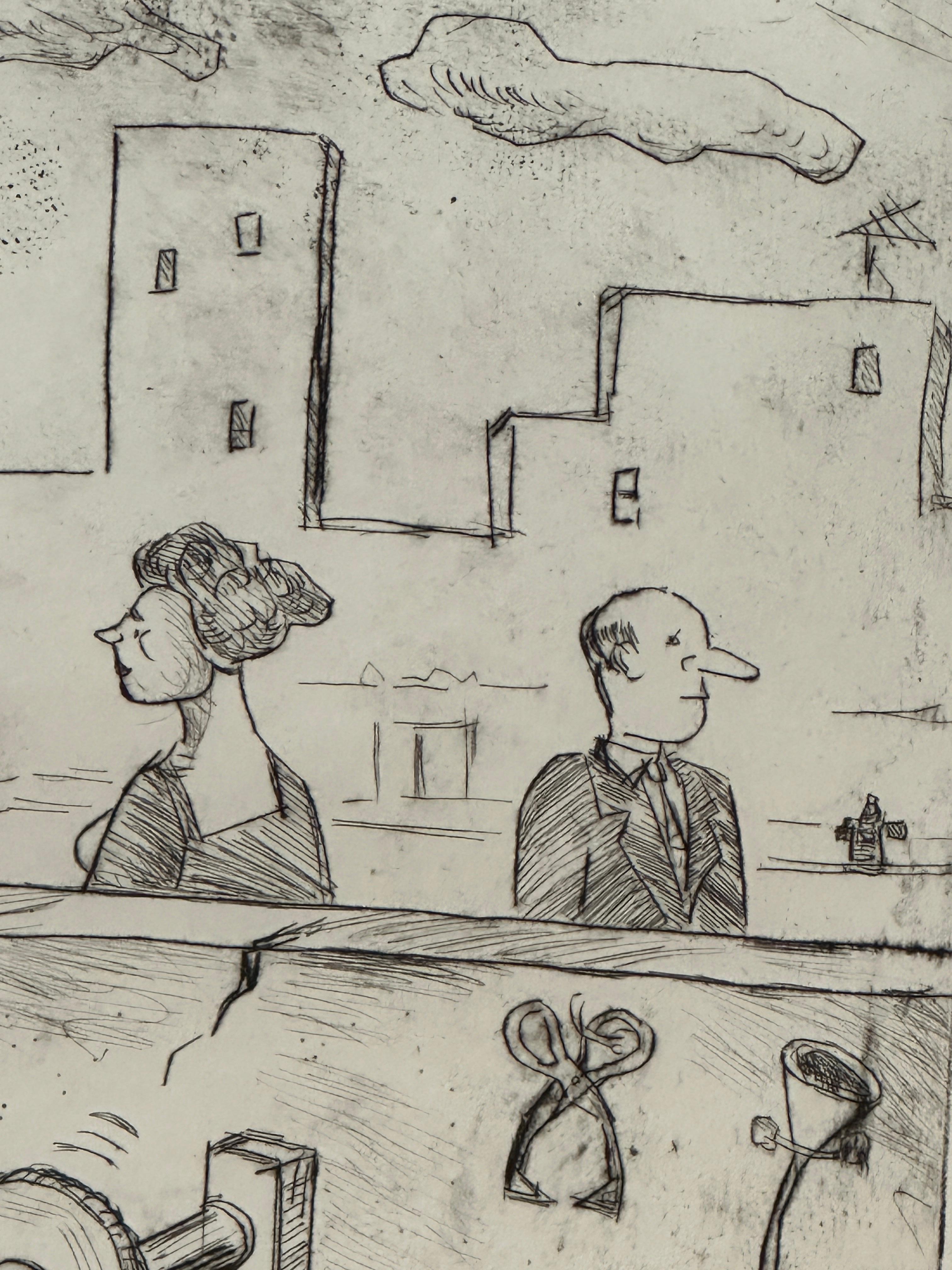 „ People In The Street“ Satirische Zeichnung von John Marx im Angebot 4