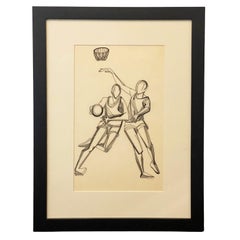 Untitle Study ("Basketball Players") Drawing #1 by Joan Carl Strauss