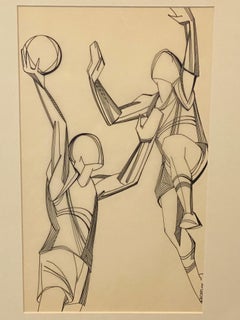 Untitled (Basketball Players) Original Study Drawing #2  by Joan Carl Strauss