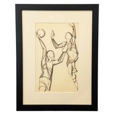 Untitled (Basketball Players) Original Study Drawing #2  by Joan Carl Strauss
