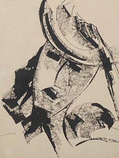 "Women with a Hat" Ink Drawing by Leon Collard