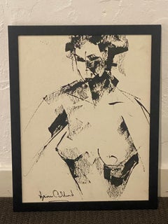 "Nude" Ink Drawing by Leon Collard