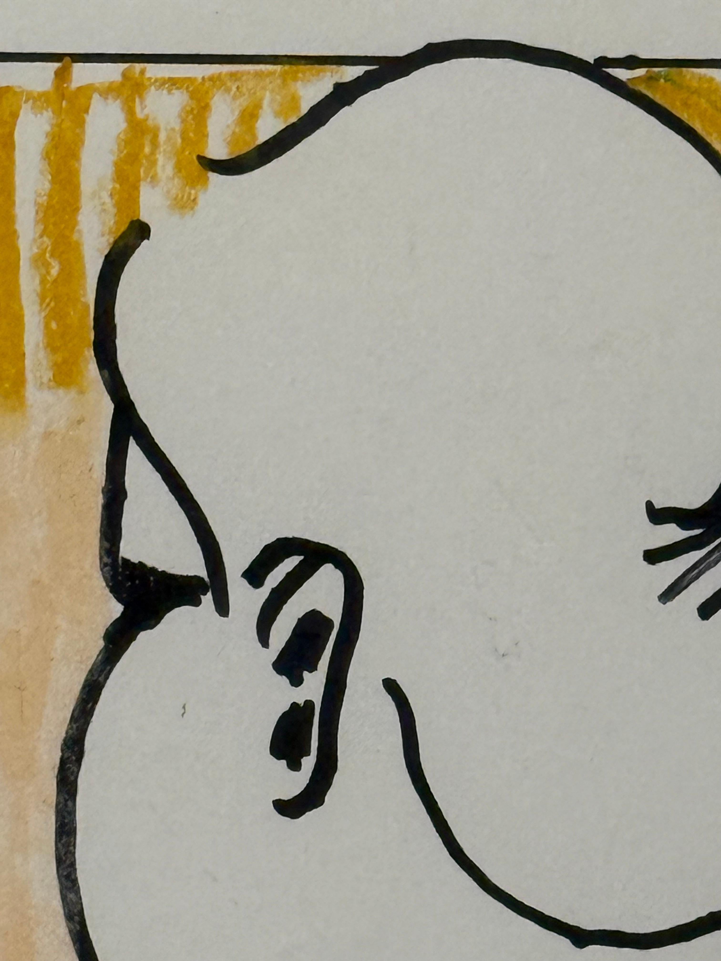 Ritratto a pastello e inchiostro di una donna che guarda lontano W. Tishel in vendita 2