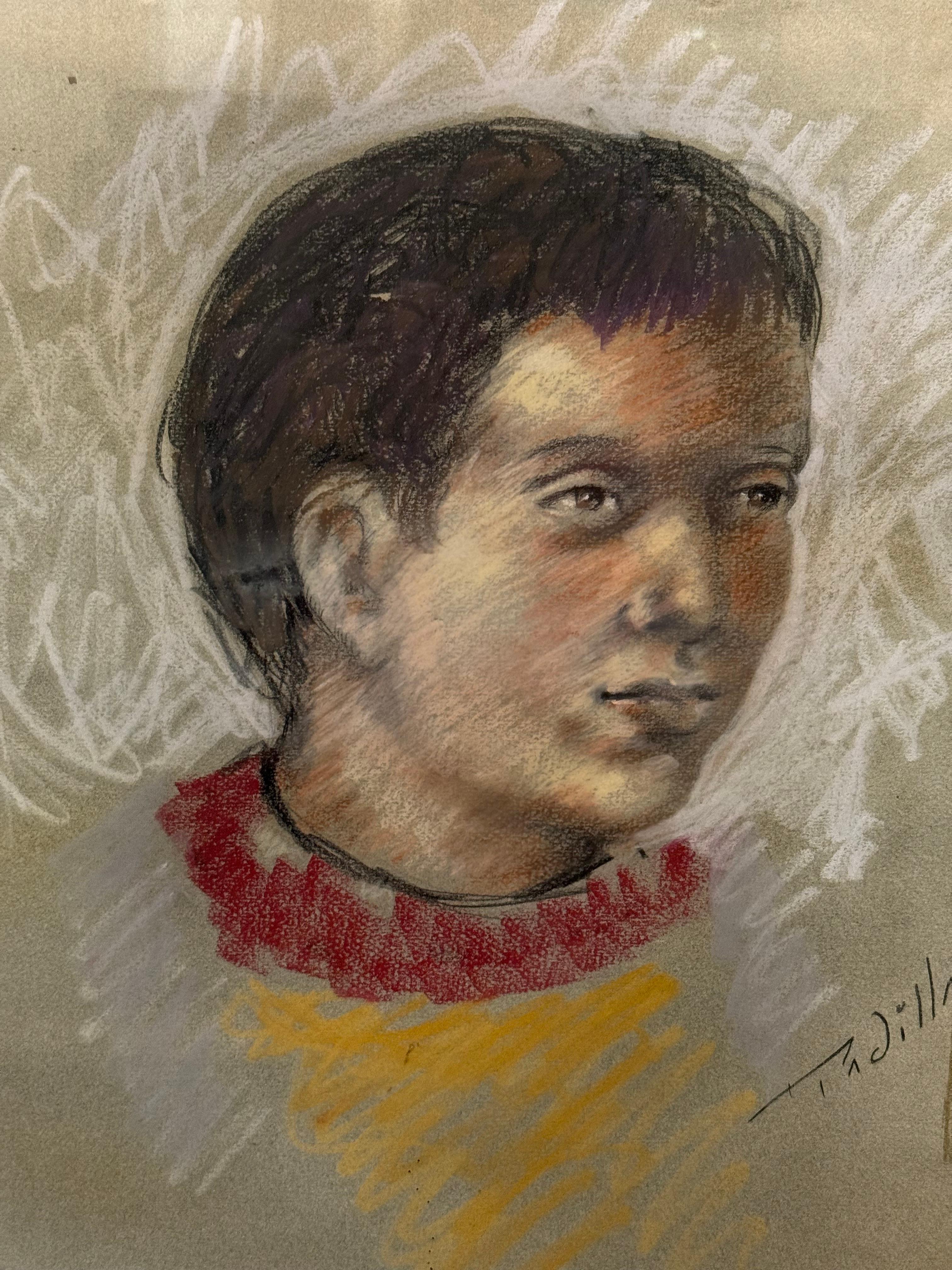 Ritratto di ragazzo a pastello, di Tadillaz - Art di Unknown