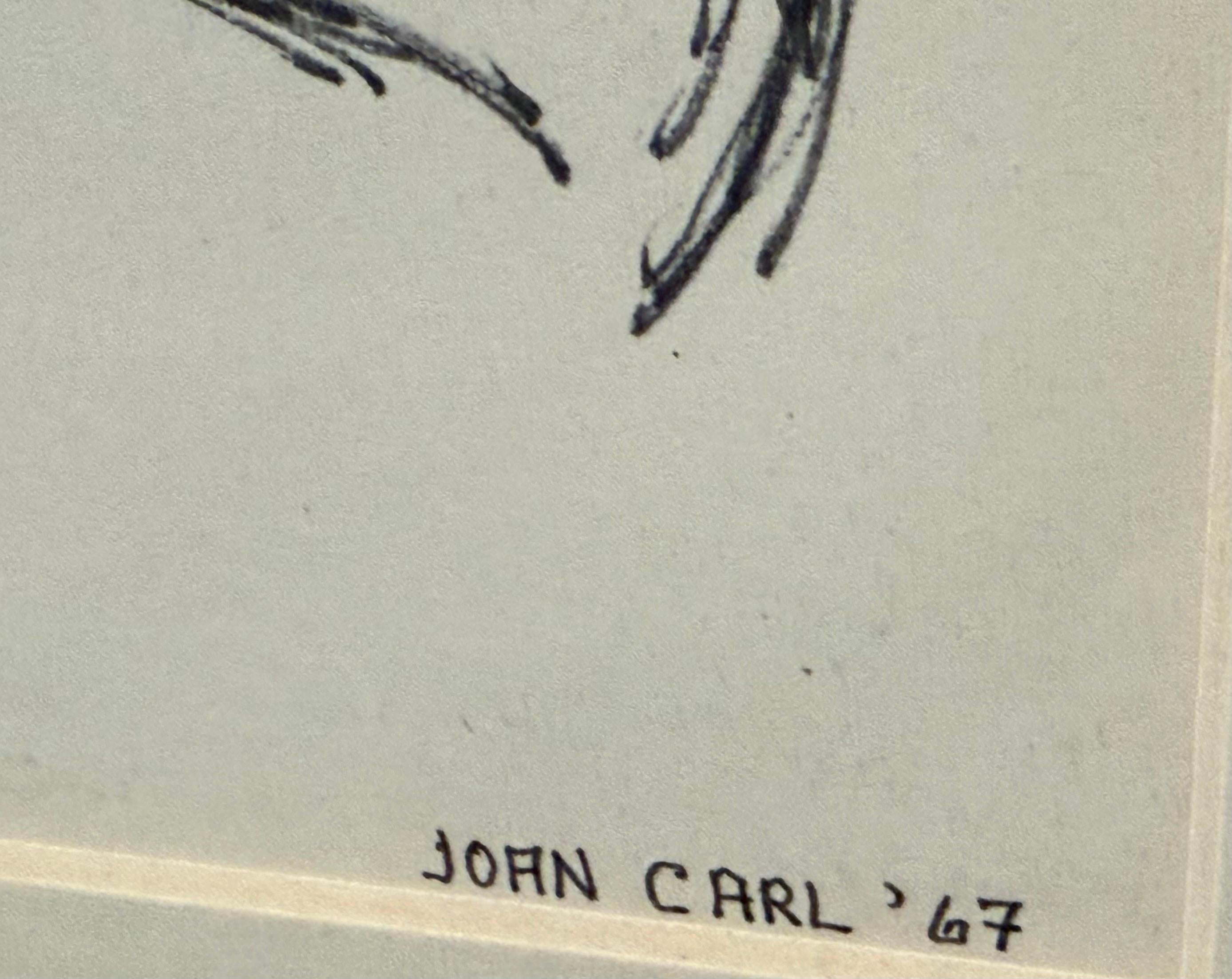 Trompetista, dibujo a tinta de Joan Carl Strauss en venta 2