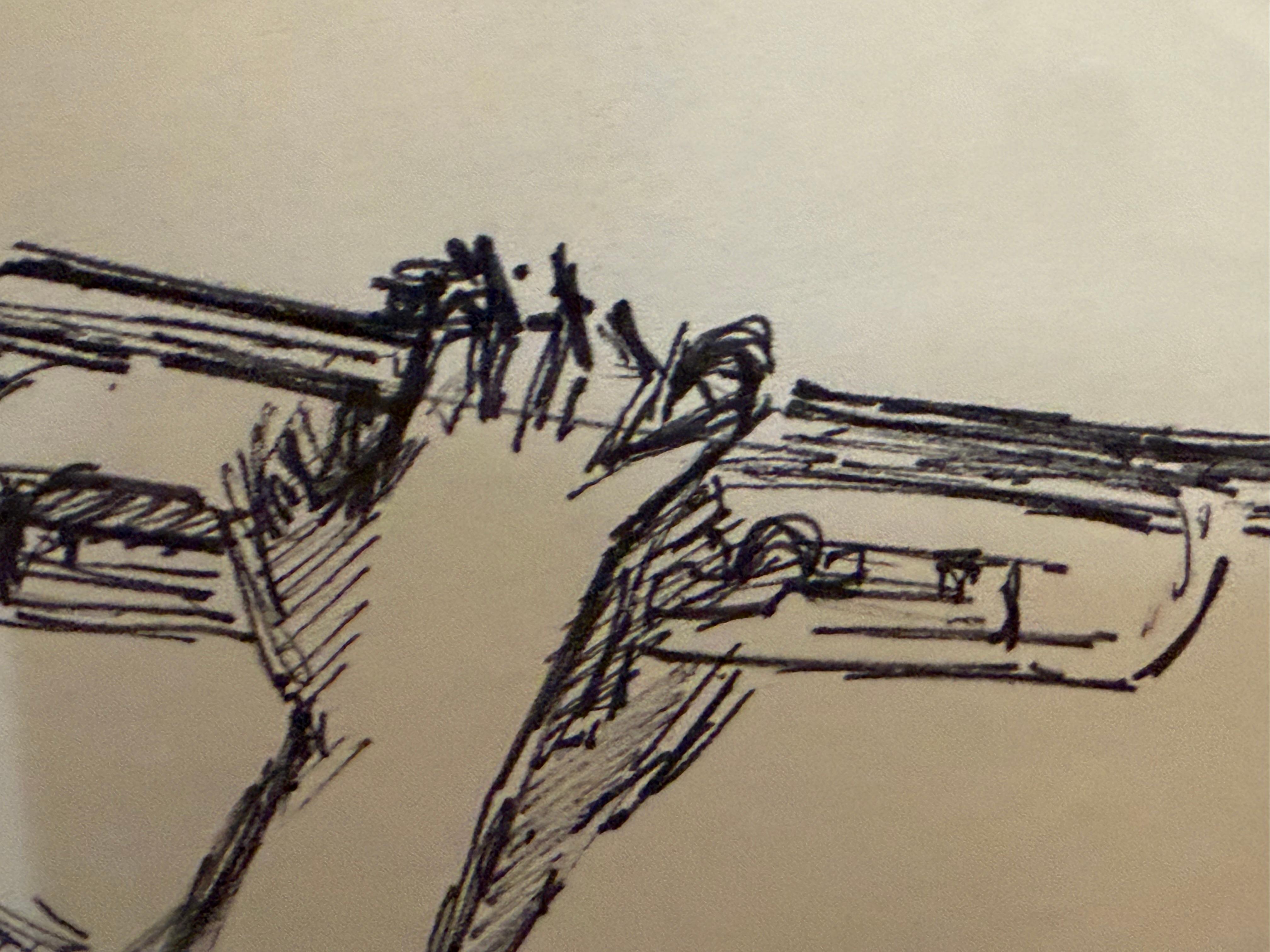 Trompetista, dibujo a tinta de Joan Carl Strauss en venta 4