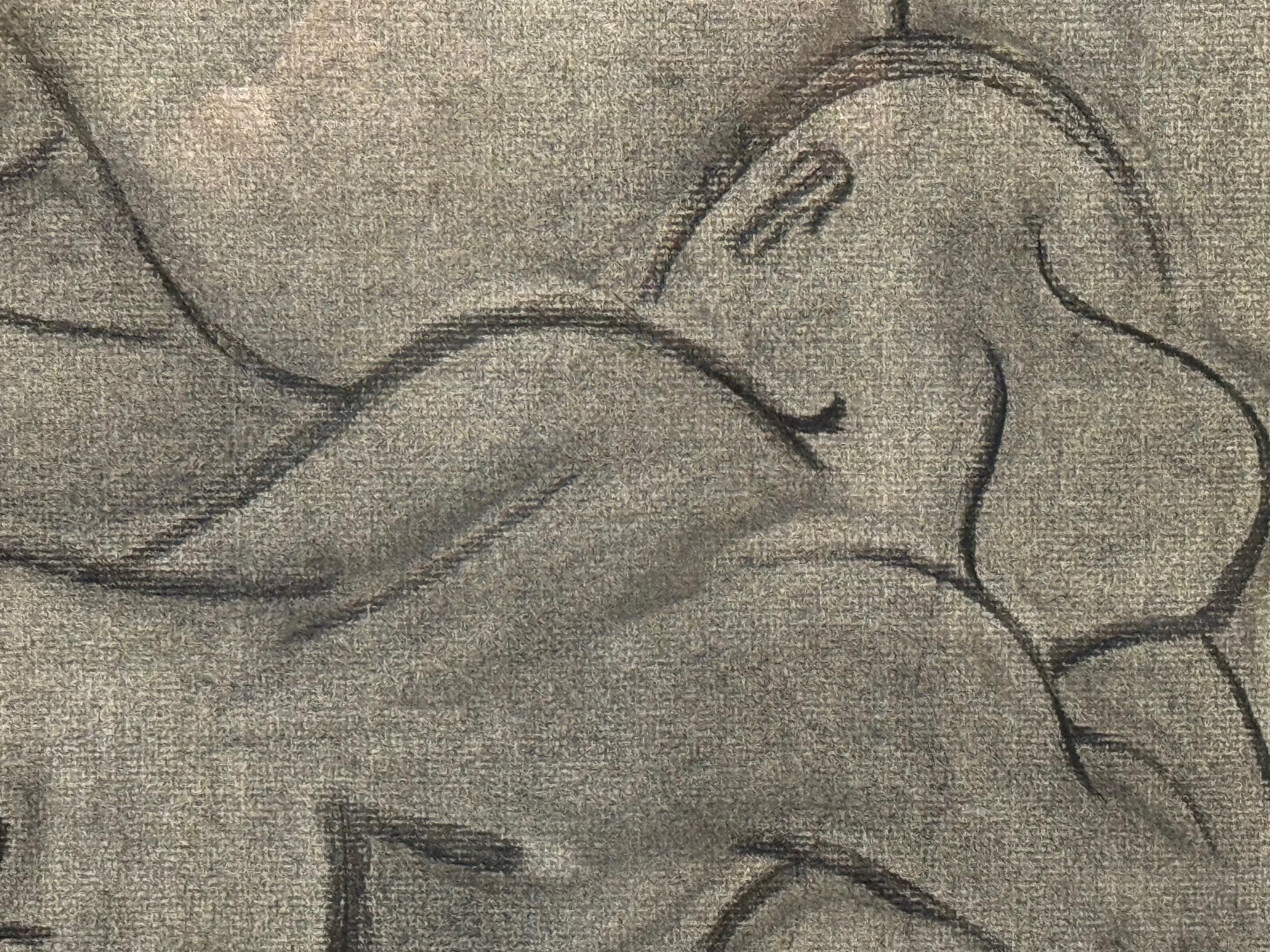 Liegender Akt Kohlestiftzeichnung von Young im Angebot 3