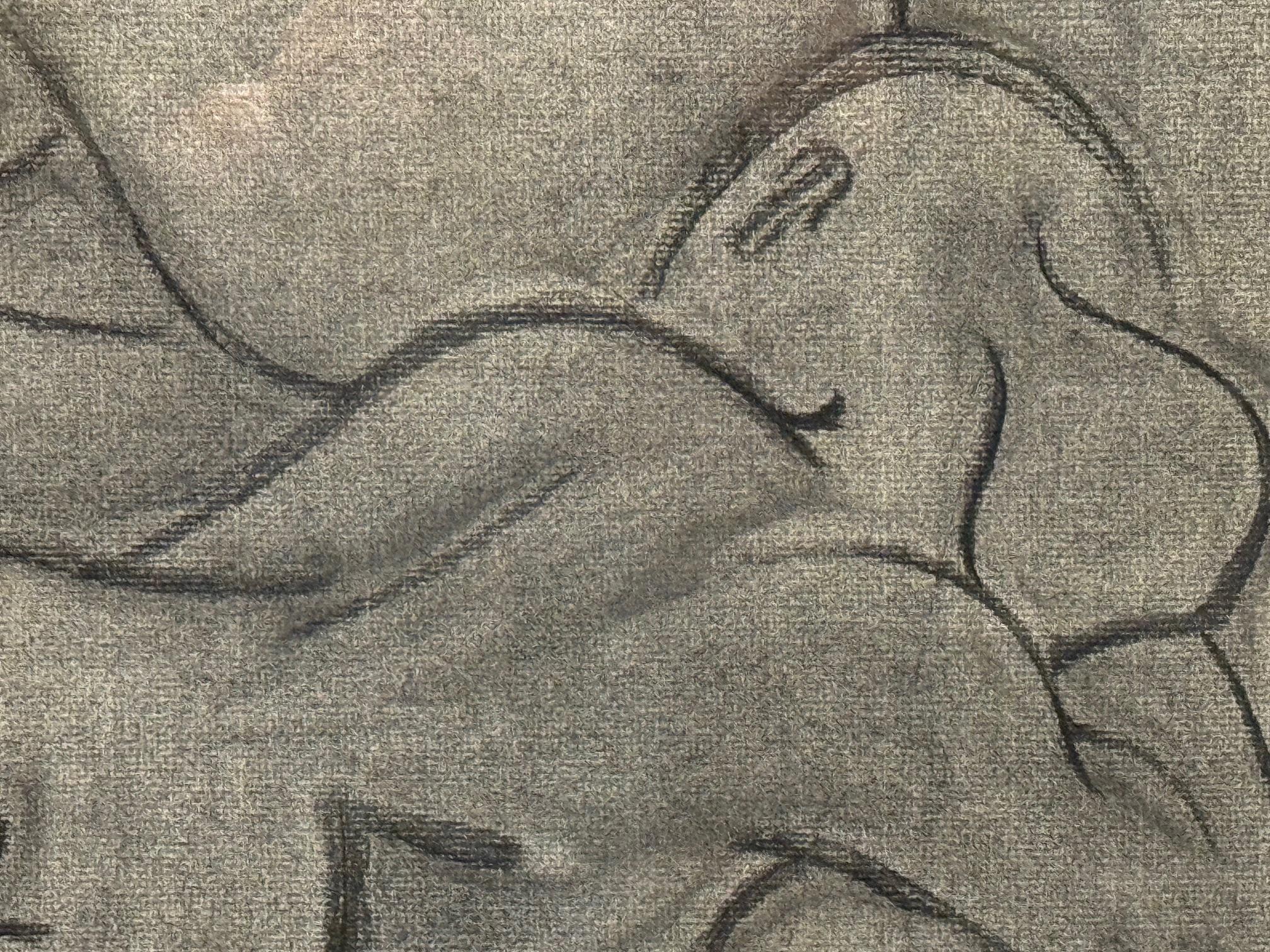 Liegender Akt Kohlestiftzeichnung von Young im Angebot 4