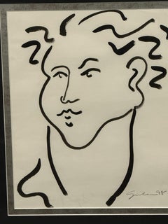 Abstraktes Tintenlinienporträt