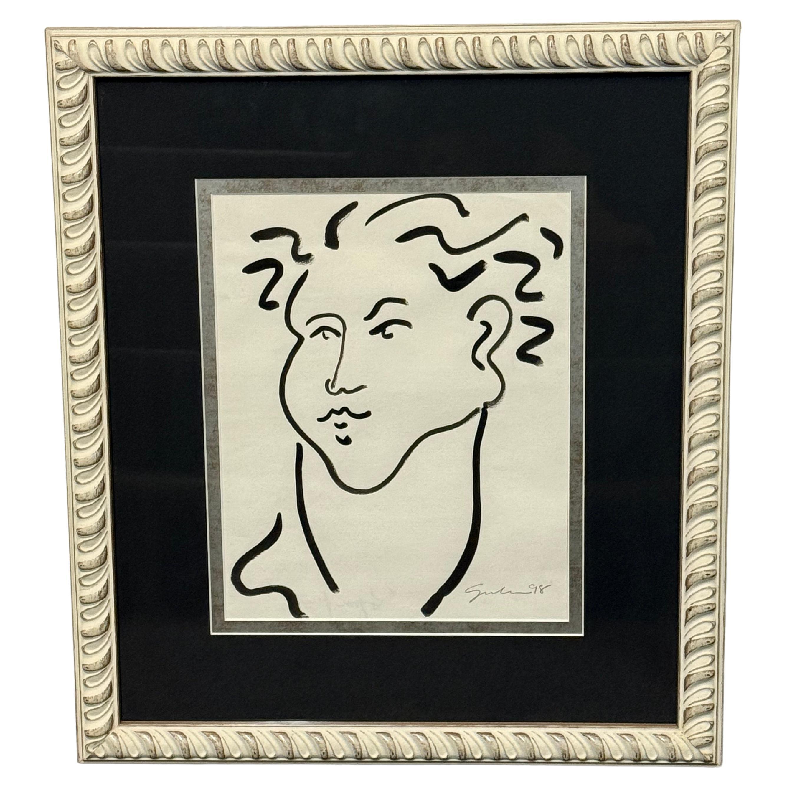 Abstract Ink Line Portrait