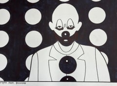 Disegno in bianco e nero di un clown di Christopher Mark Brennan