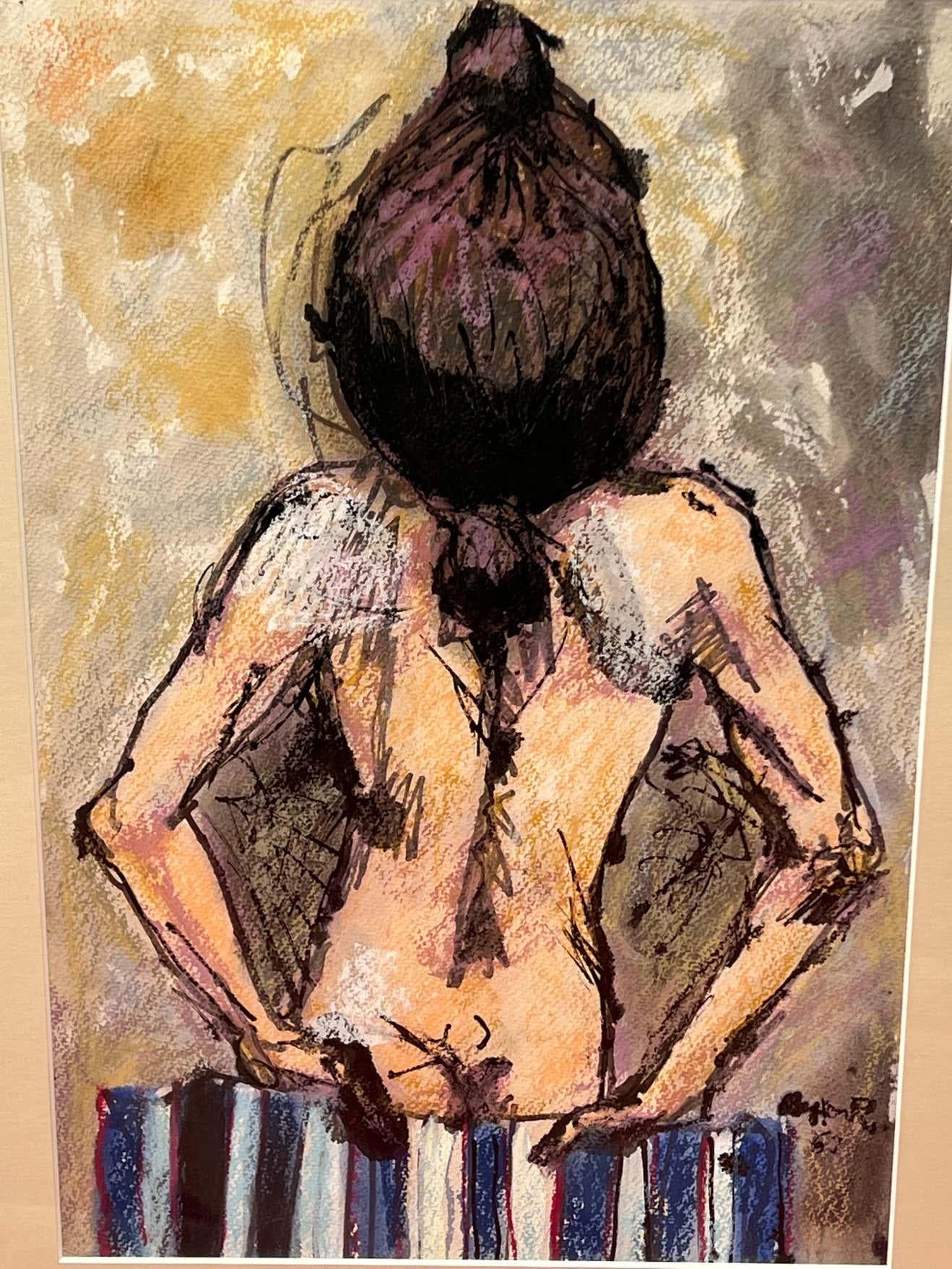 Pair of Framed Mixed Media Nudes by Byron Randall For Sale 2