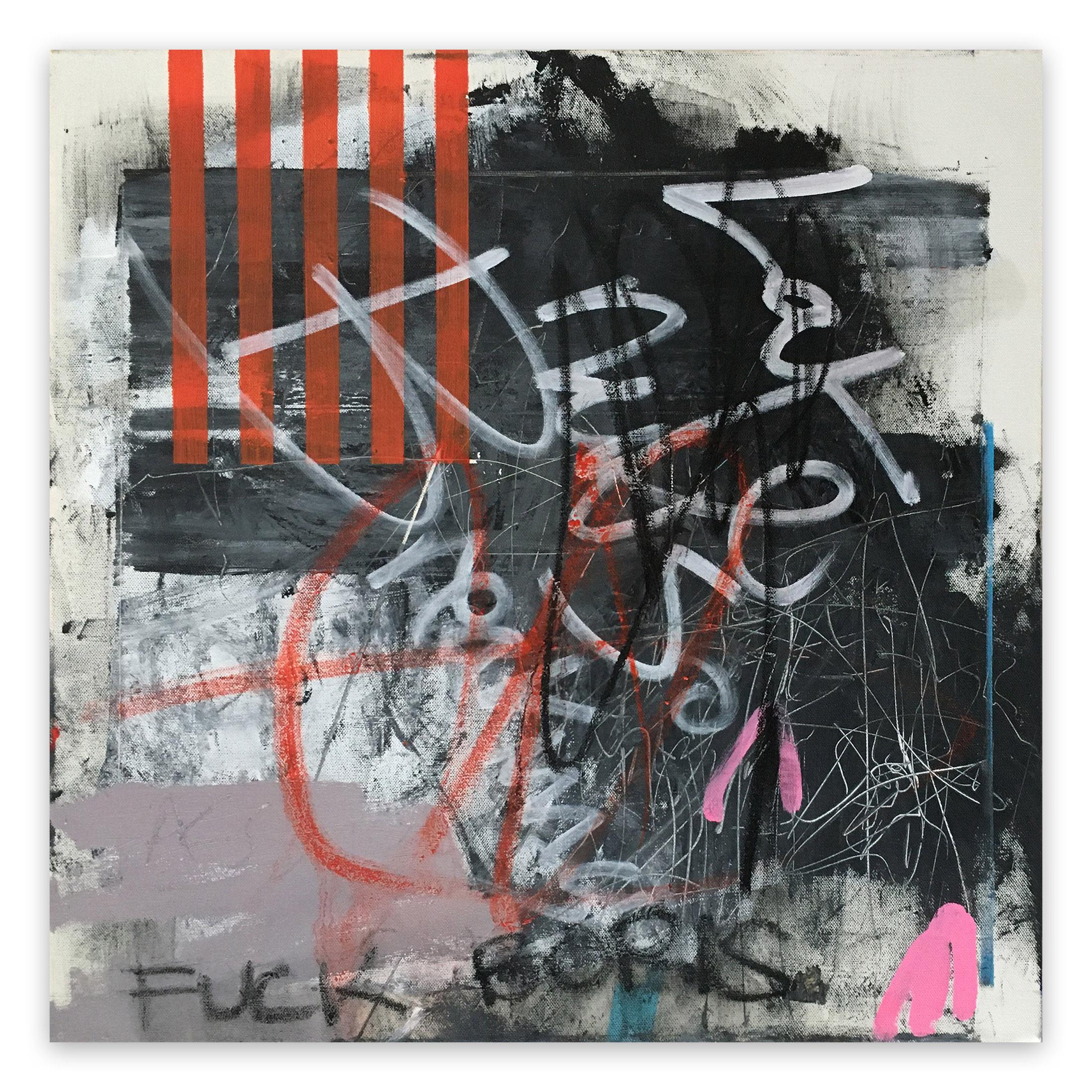 Tim Fawcett Abstract Painting - Late News Breaking