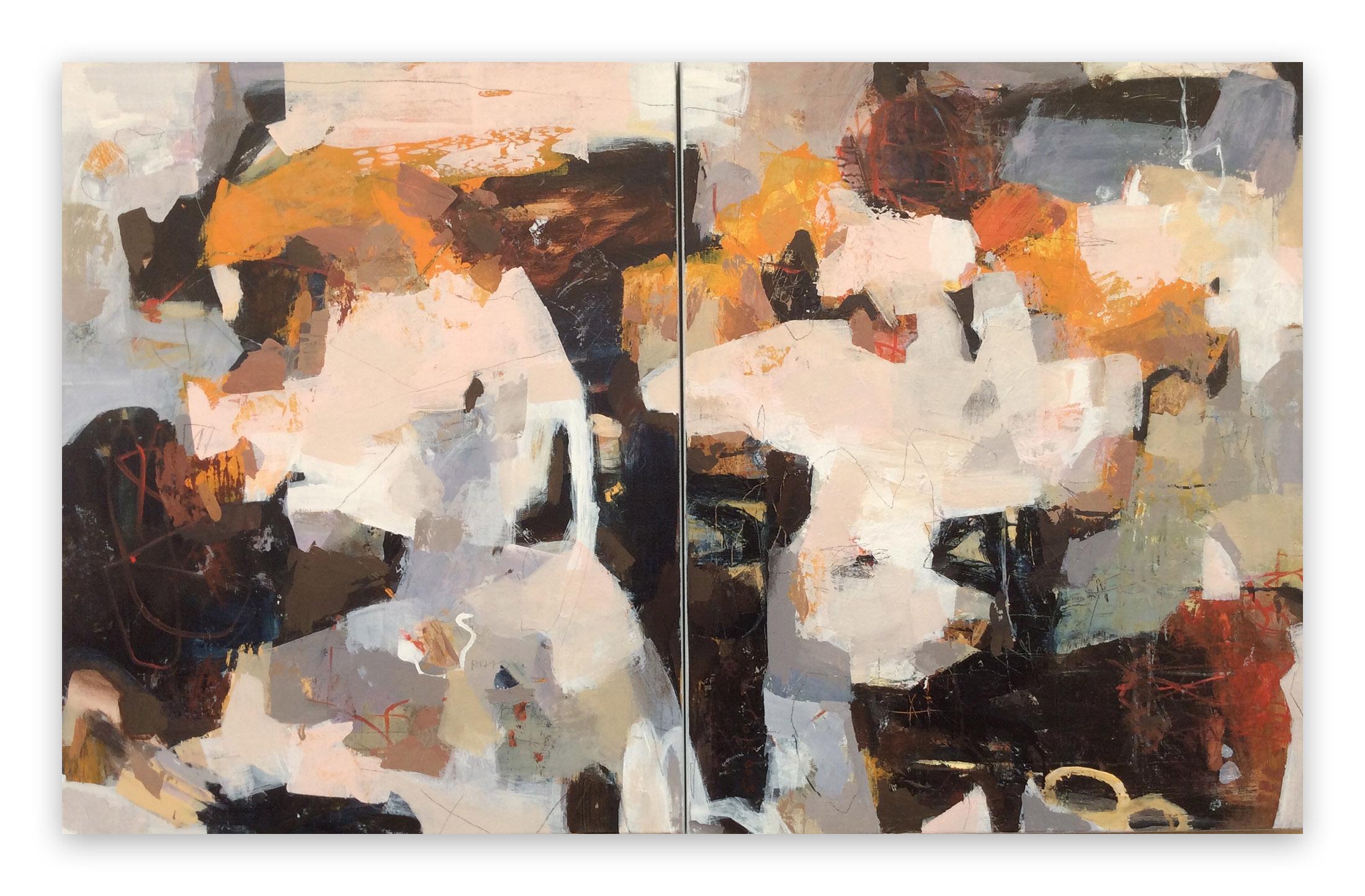 Linda Coppens Abstract Painting - Poetry of life - diptych 2