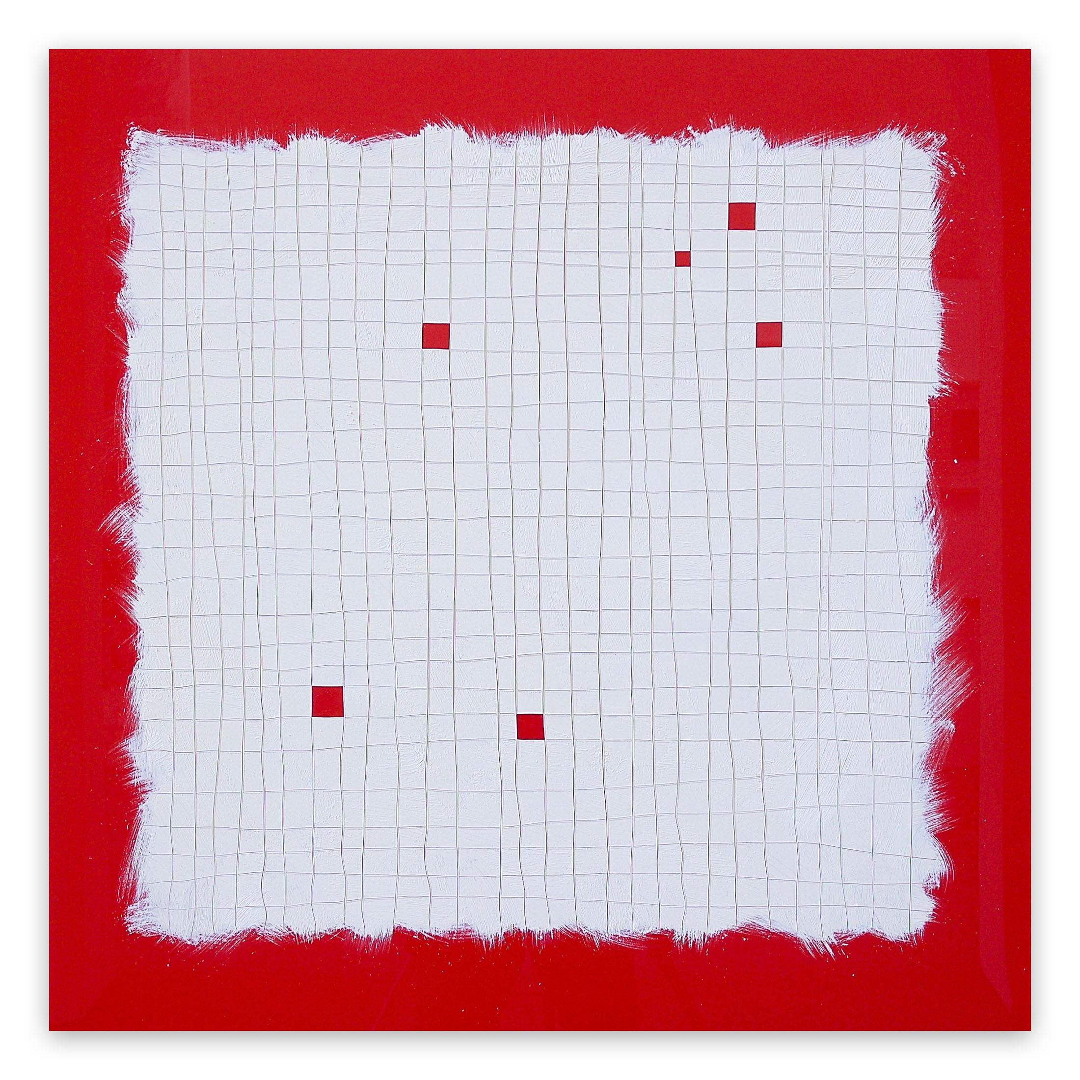 Tom Henderson Abstract Painting – Glück des Teufels – Rot (Abstraktes Gemälde)