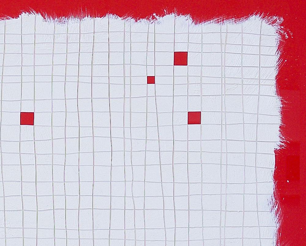 Glück des Teufels – Rot (Abstraktes Gemälde) (Grau), Abstract Painting, von Tom Henderson