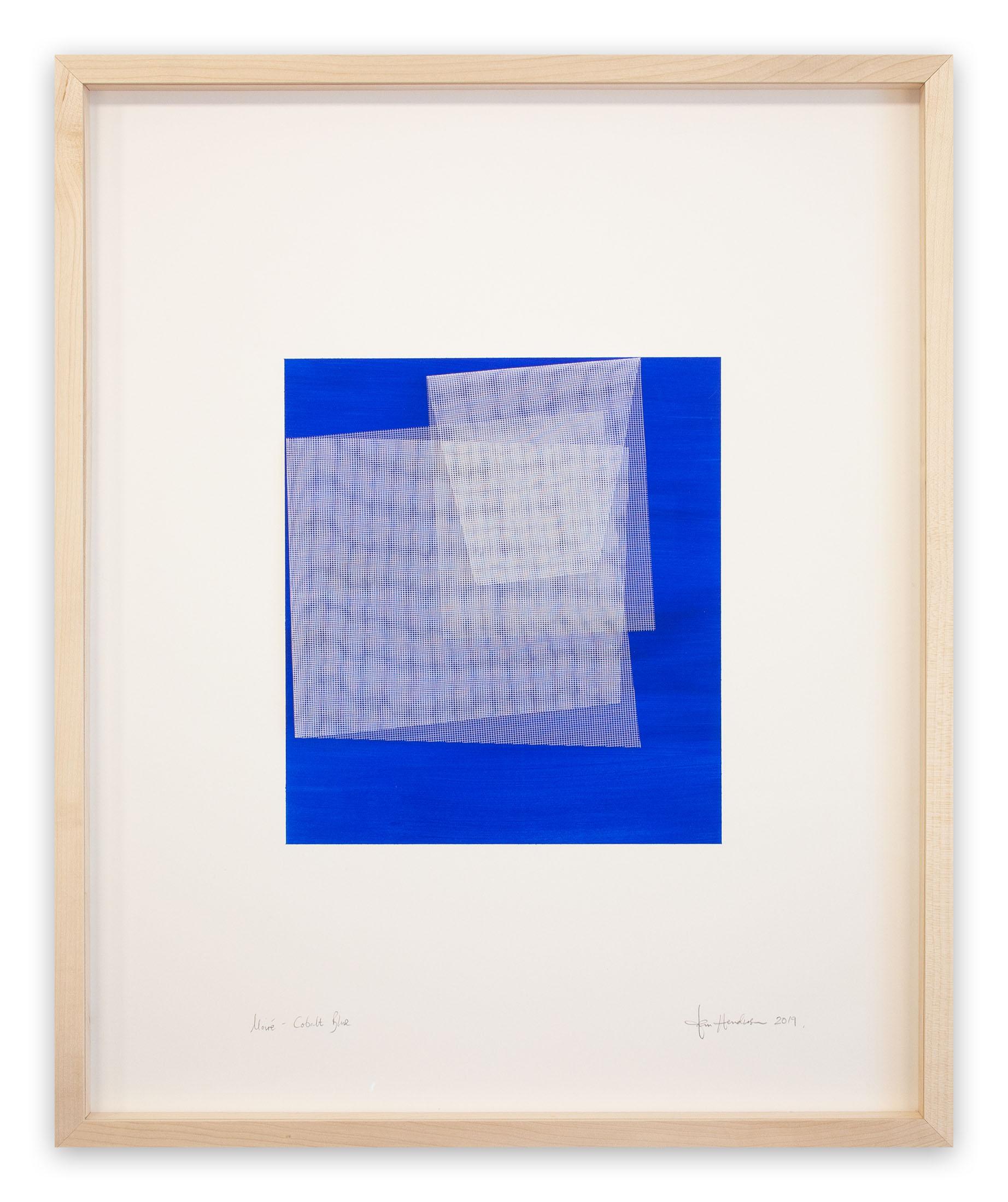 Abstract Drawing di Tom Henderson - Moiré blu cobalto (pittura astratta)