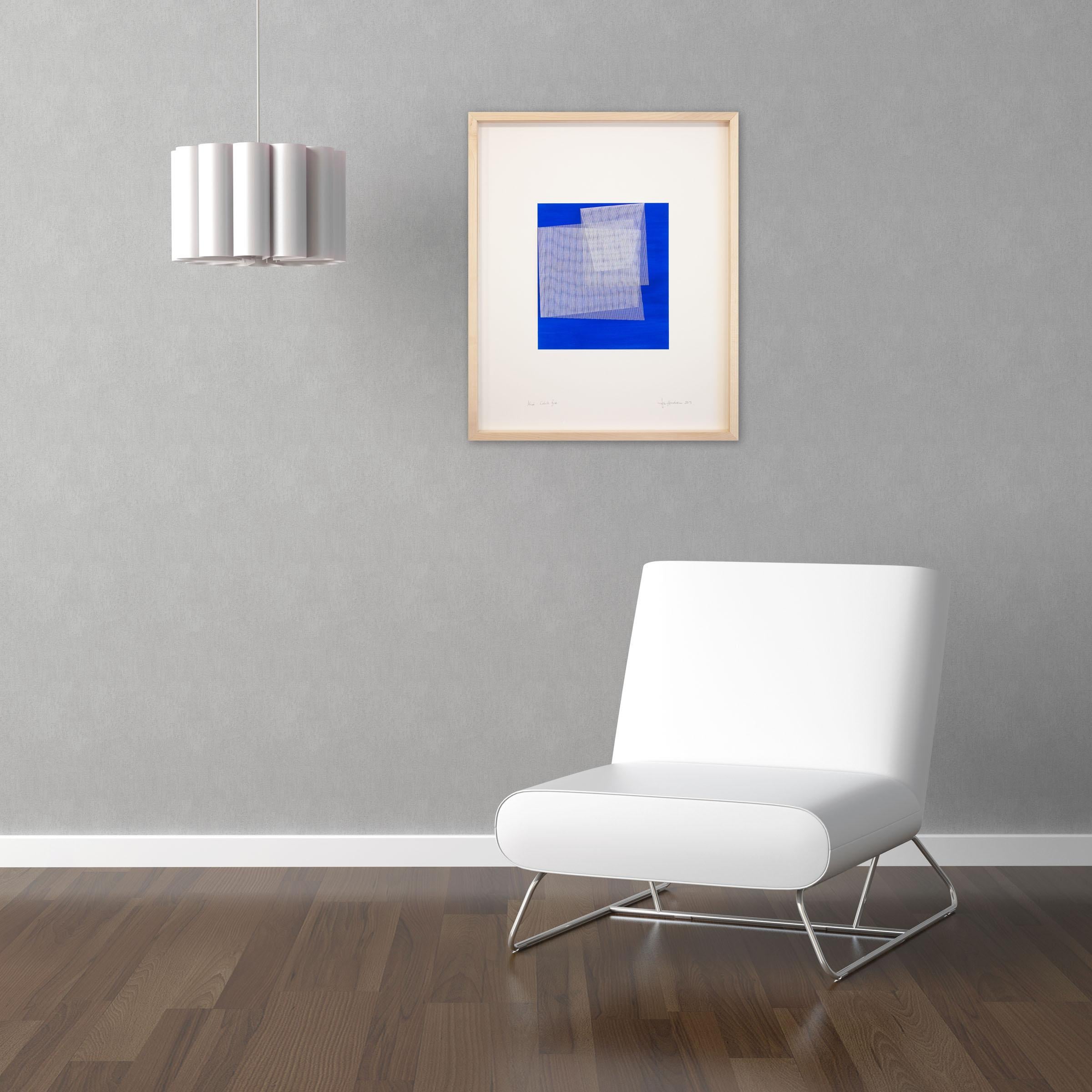 Moiré blu cobalto (pittura astratta) - Art di Tom Henderson