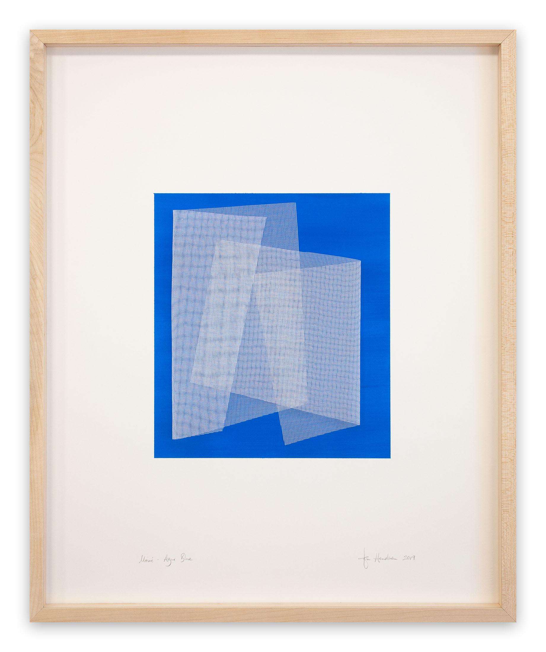 Tom Henderson Abstract Drawing - Moiré Azur Blue (Abstract painting)