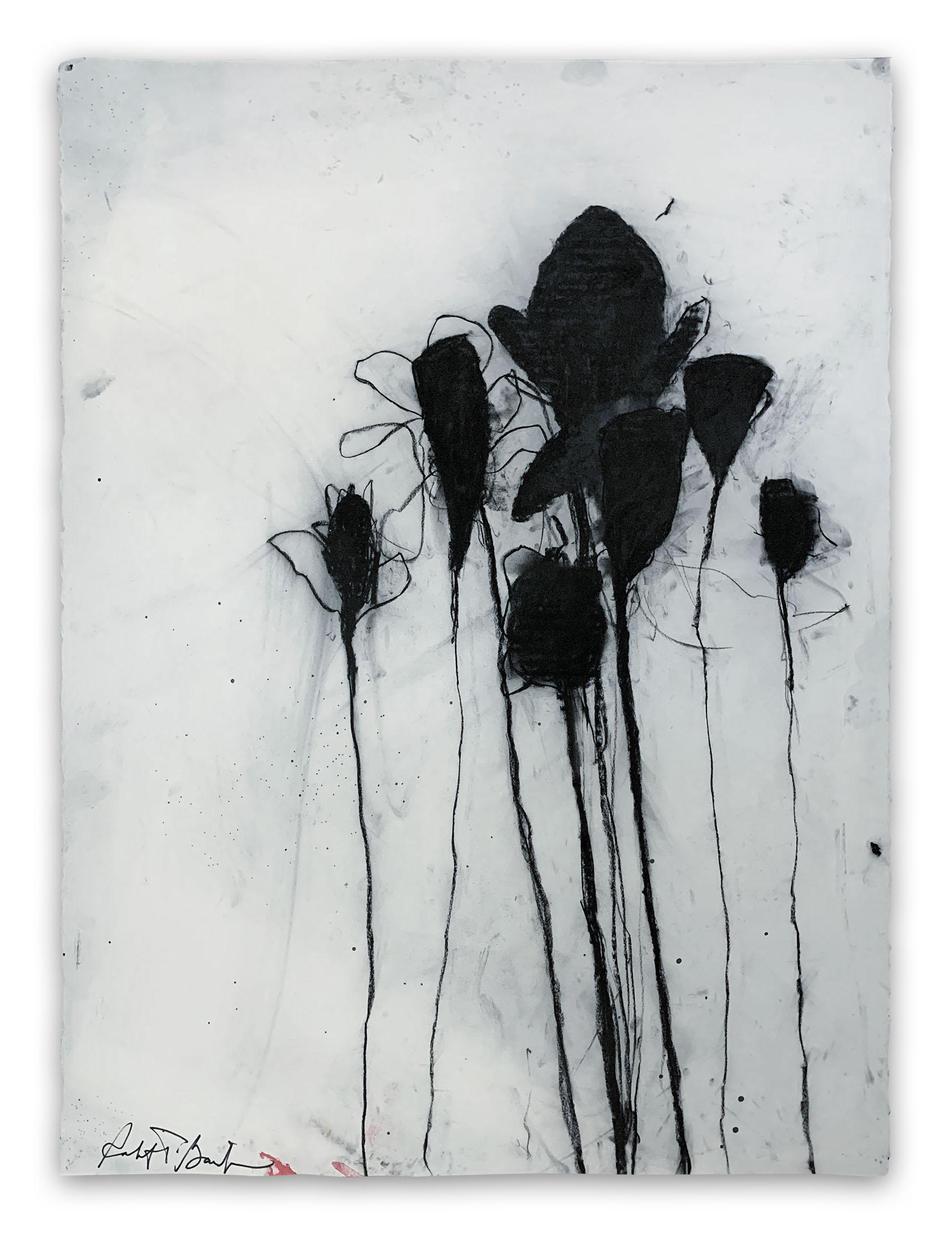 Robert Baribeau Abstract Painting - Multiple Stems in Black (Abstract painting)