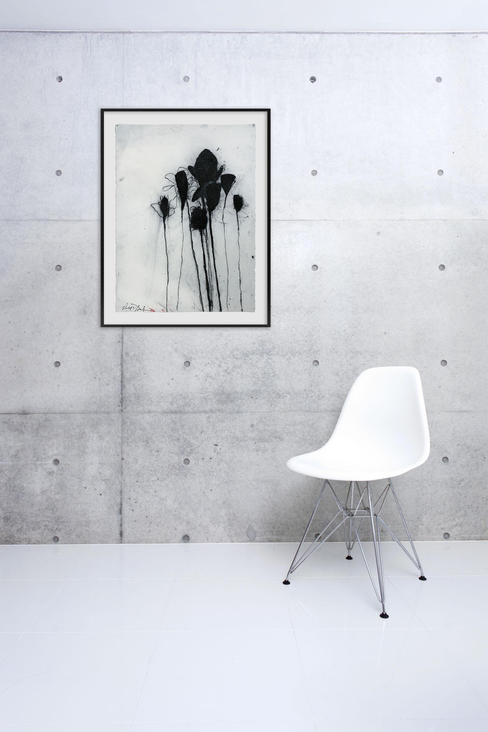Multiple Stems in Black (Abstract painting) - Painting by Robert Baribeau