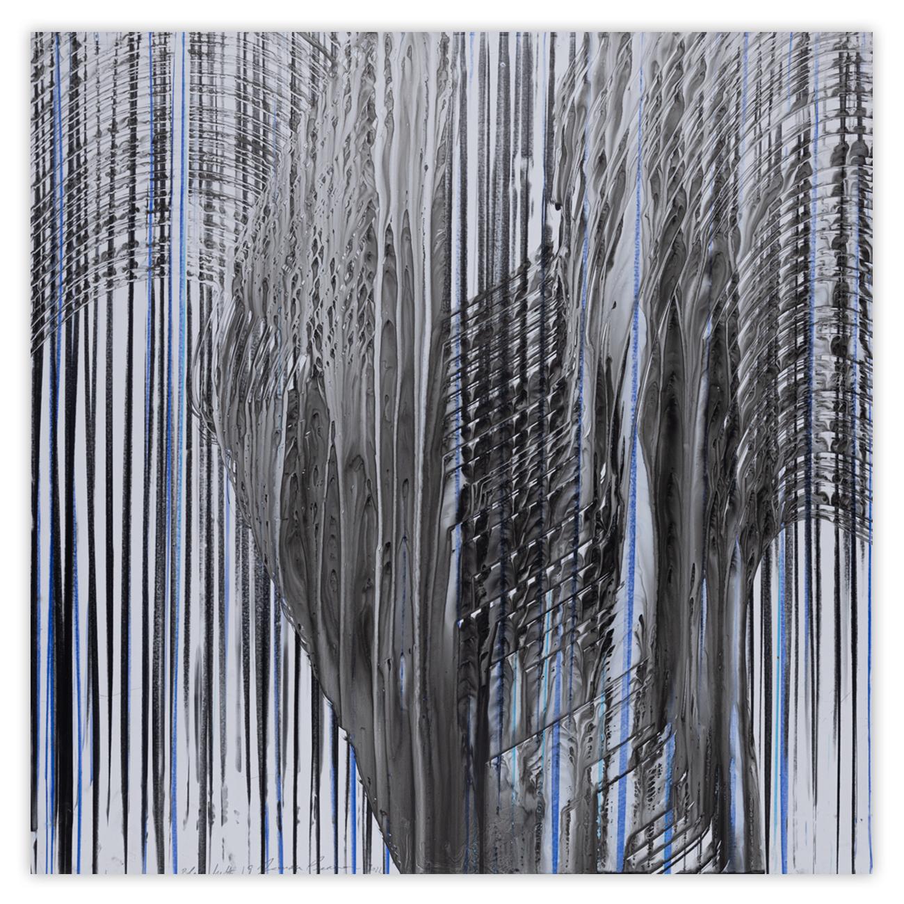 Jaanika Peerna Abstract Painting - Blue Melt 19 (Abstract drawing)