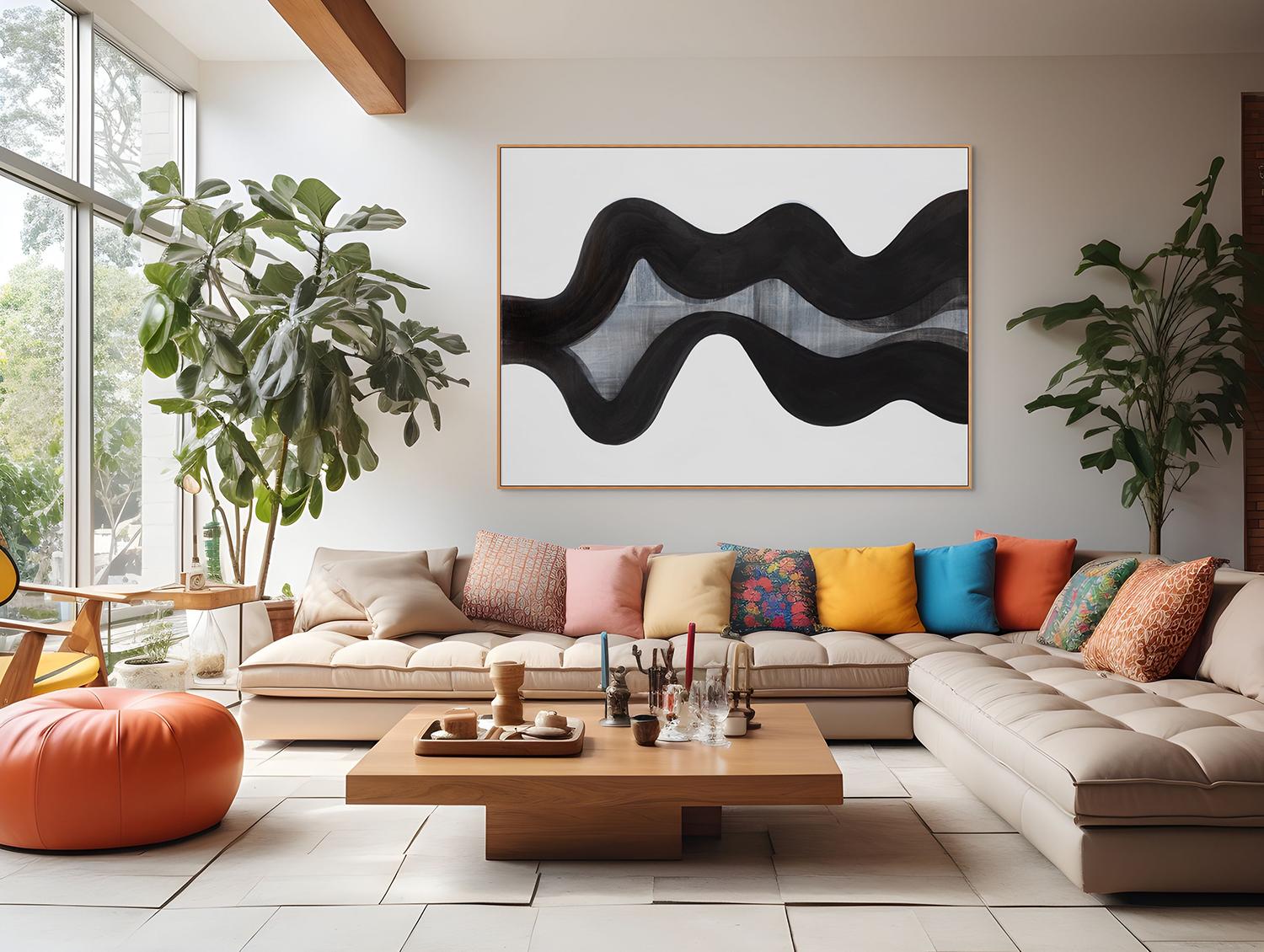 Promontory (Abstract painting) - Gray Abstract Drawing by Margaret Neill