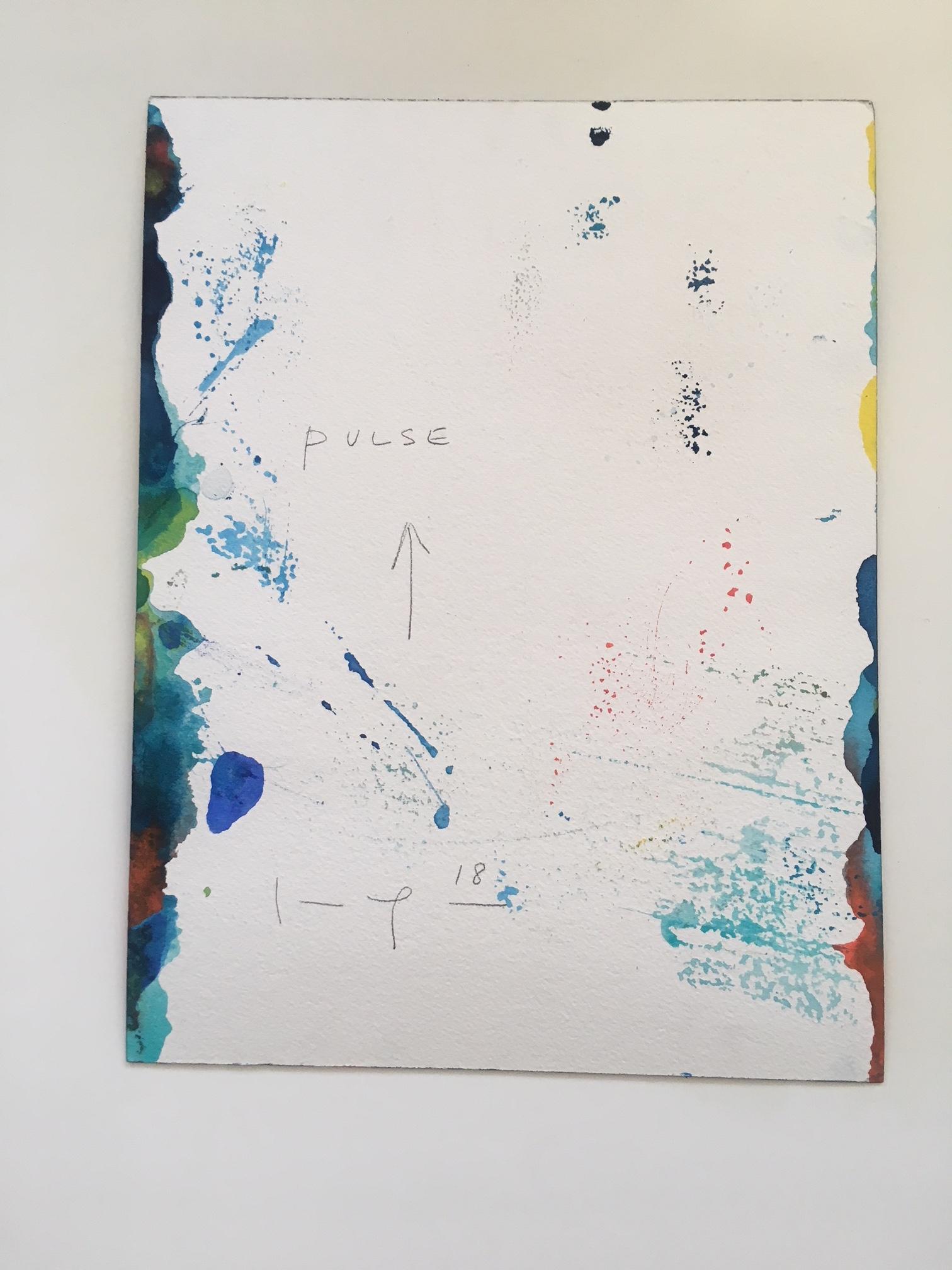 Pulse (Abstract drawing) - Yellow Abstract Drawing by Kim Uchiyama