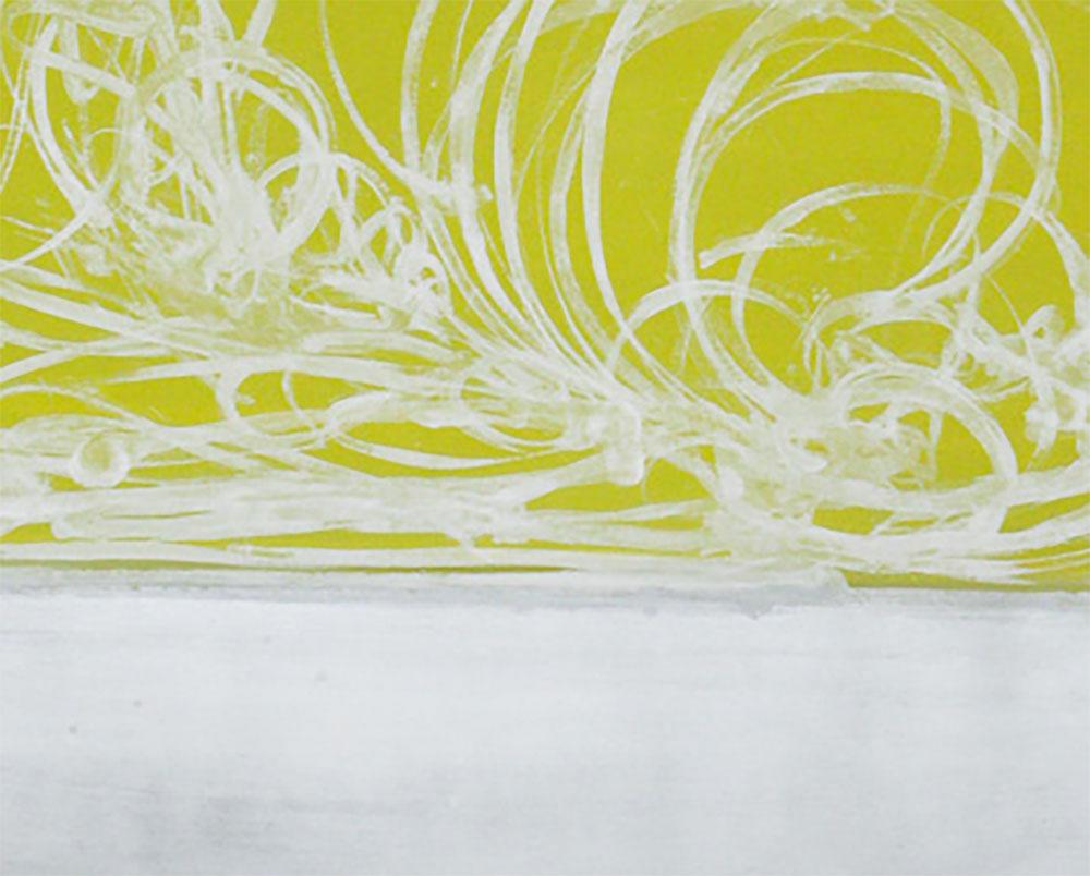 Sixteen Street 7.15 (Abstract Expressionism painting) - Yellow Abstract Drawing by Jill Moser