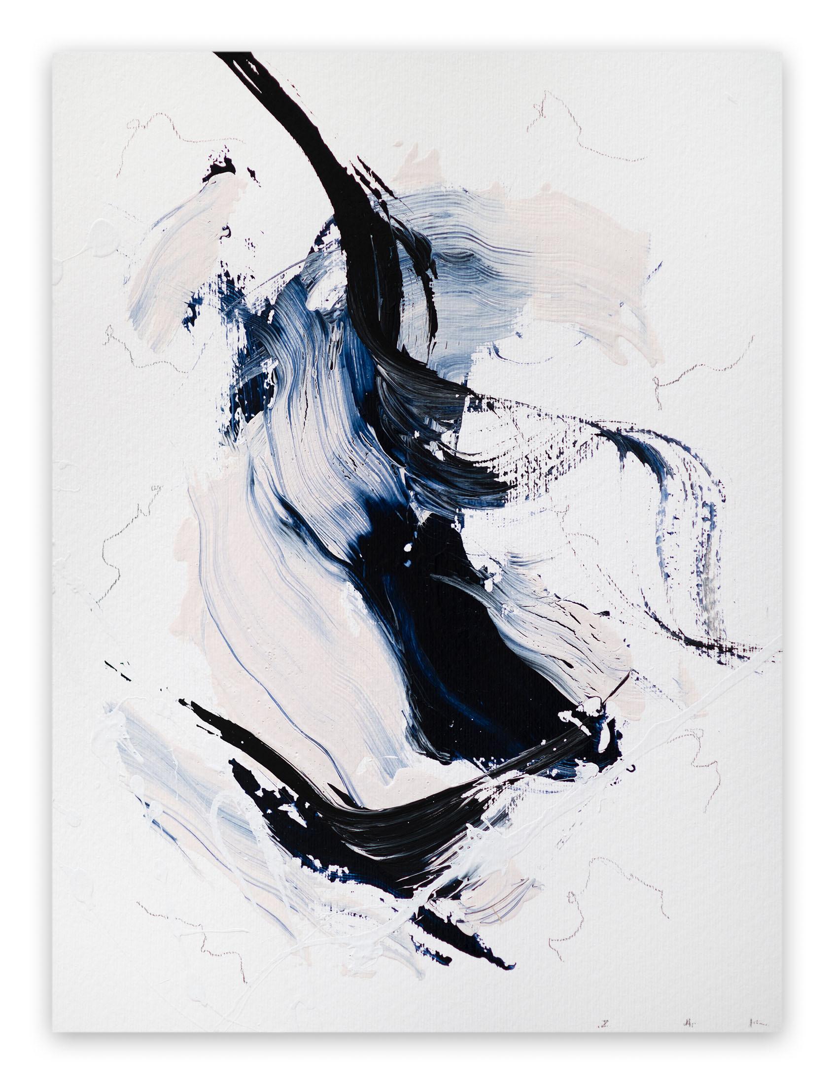 Lena Zak  Abstract Drawing - Blue Velvet 13 (Abstract work on paper)