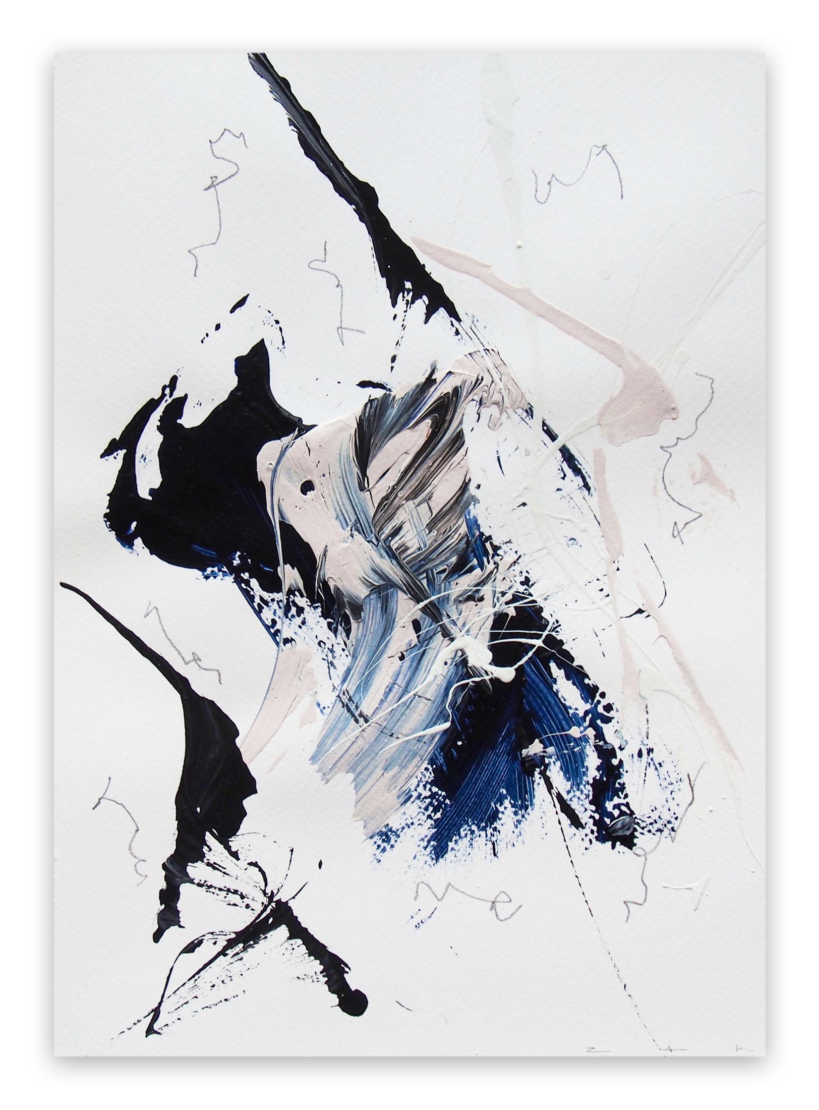 Lena Zak  Abstract Drawing - Blue Velvet 3 (Abstract work on paper)
