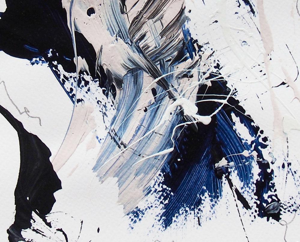 Blue Velvet 3 (Abstract work on paper) - Gray Abstract Drawing by Lena Zak 