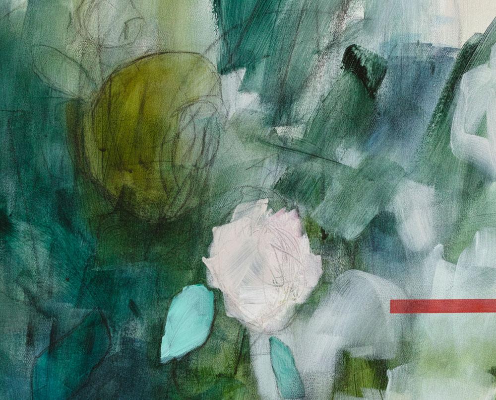 Glasshouse (Abstract painting) - Gray Abstract Painting by Julie Breton