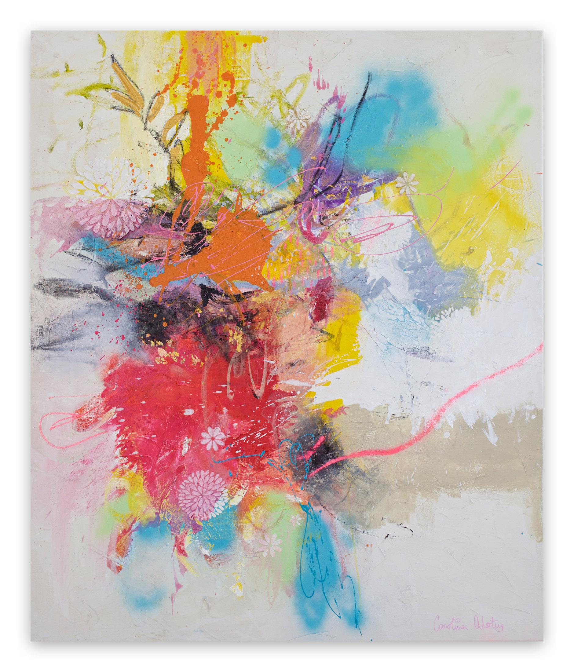 Carolina Alotus  Abstract Painting - Corona Flowers (Abstract painting)