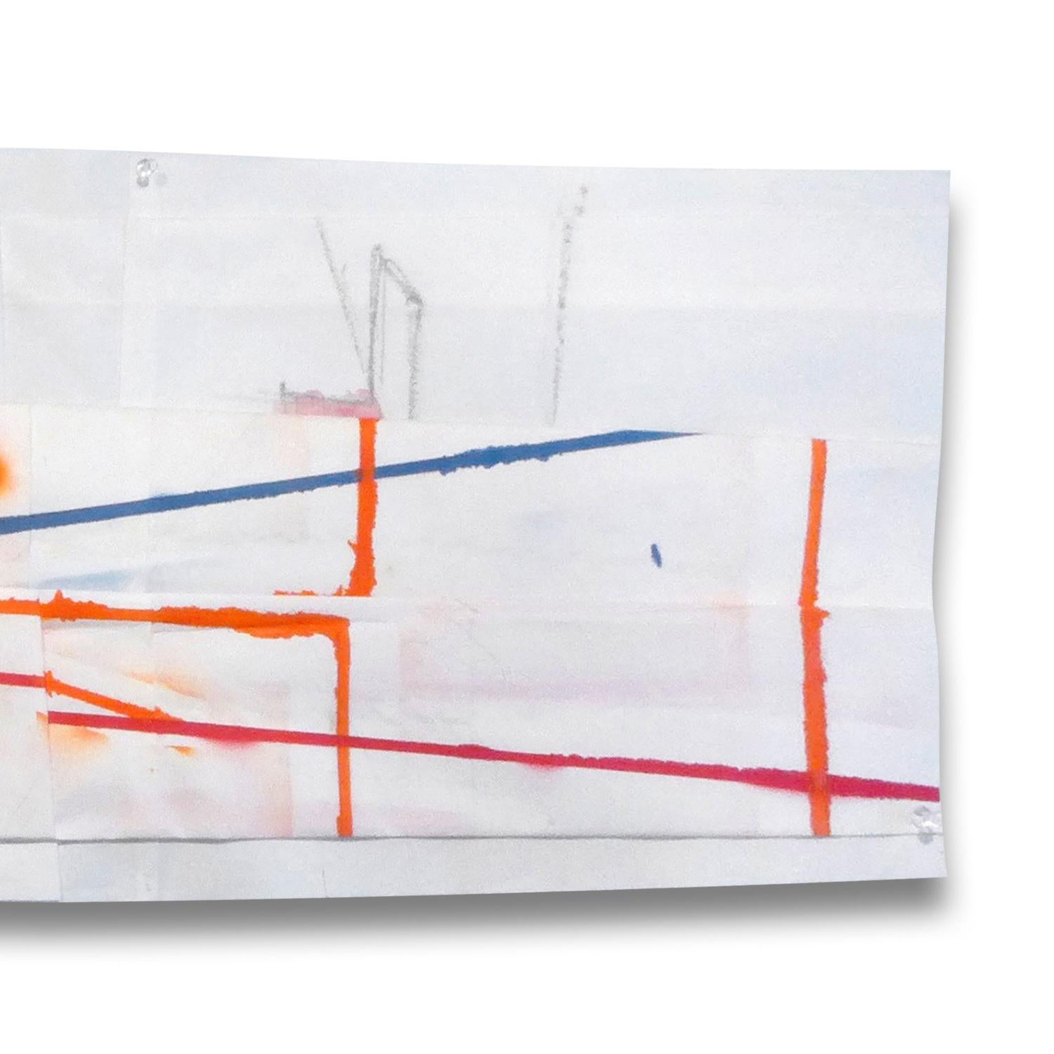 L.I.C. (Orange) (D'un dessin abstrait) - Gris Abstract Painting par Peter Soriano