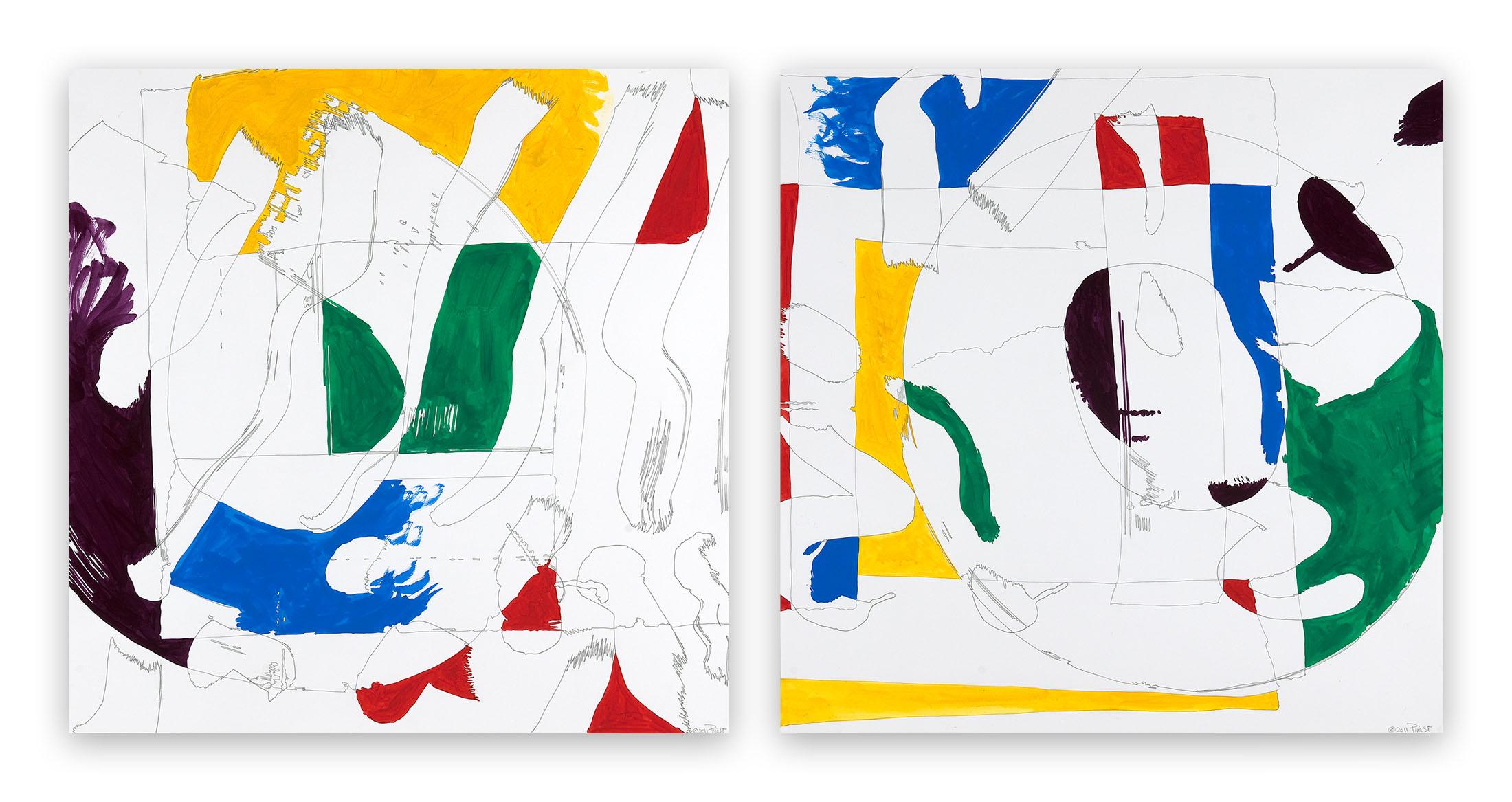 Ellen Priest Abstract Painting - Jazz: Thinking Out Loud, Reaching for Song #13/14 (Abstract Drawing)