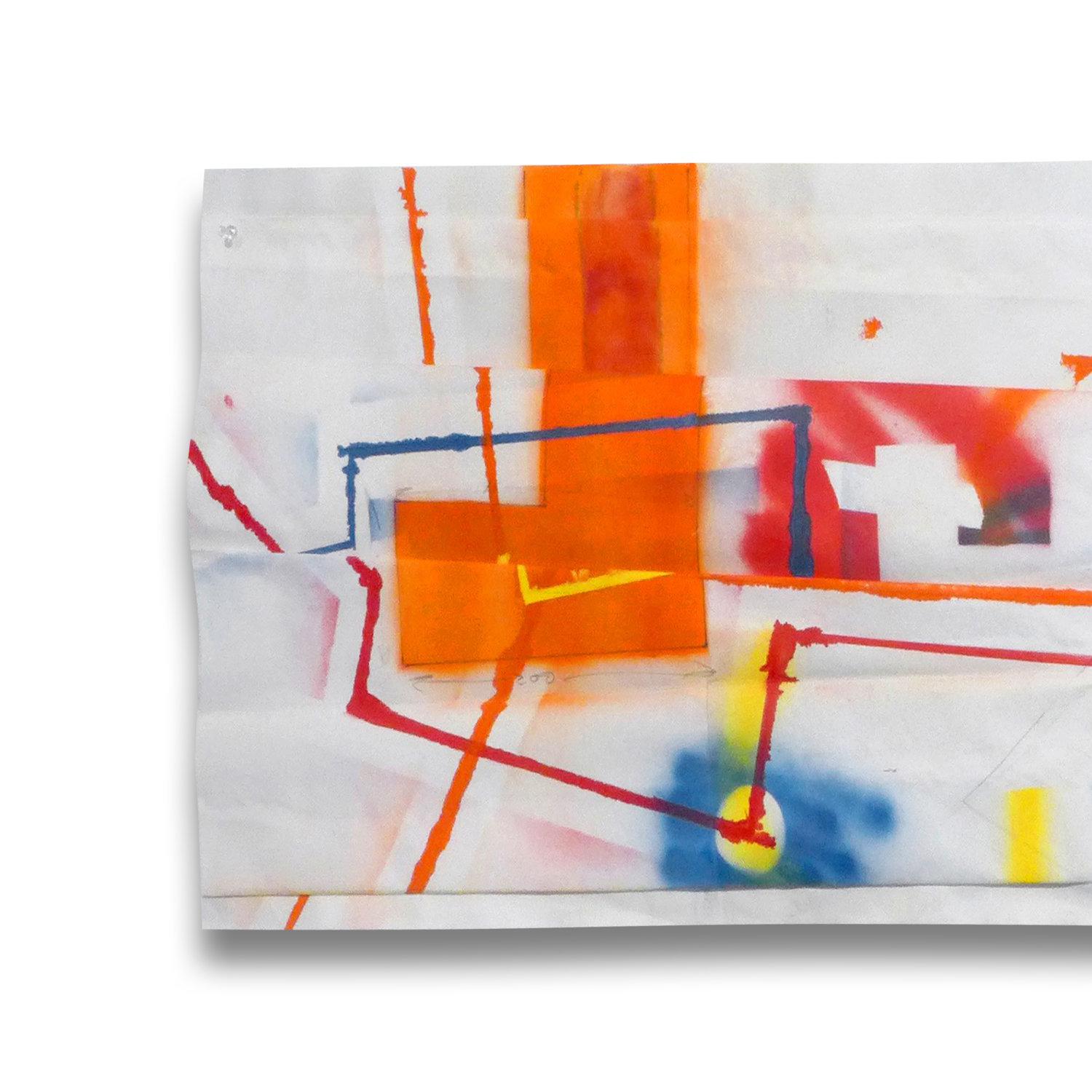 L.I.C. (Orange) (D'un dessin abstrait) - Abstrait Painting par Peter Soriano
