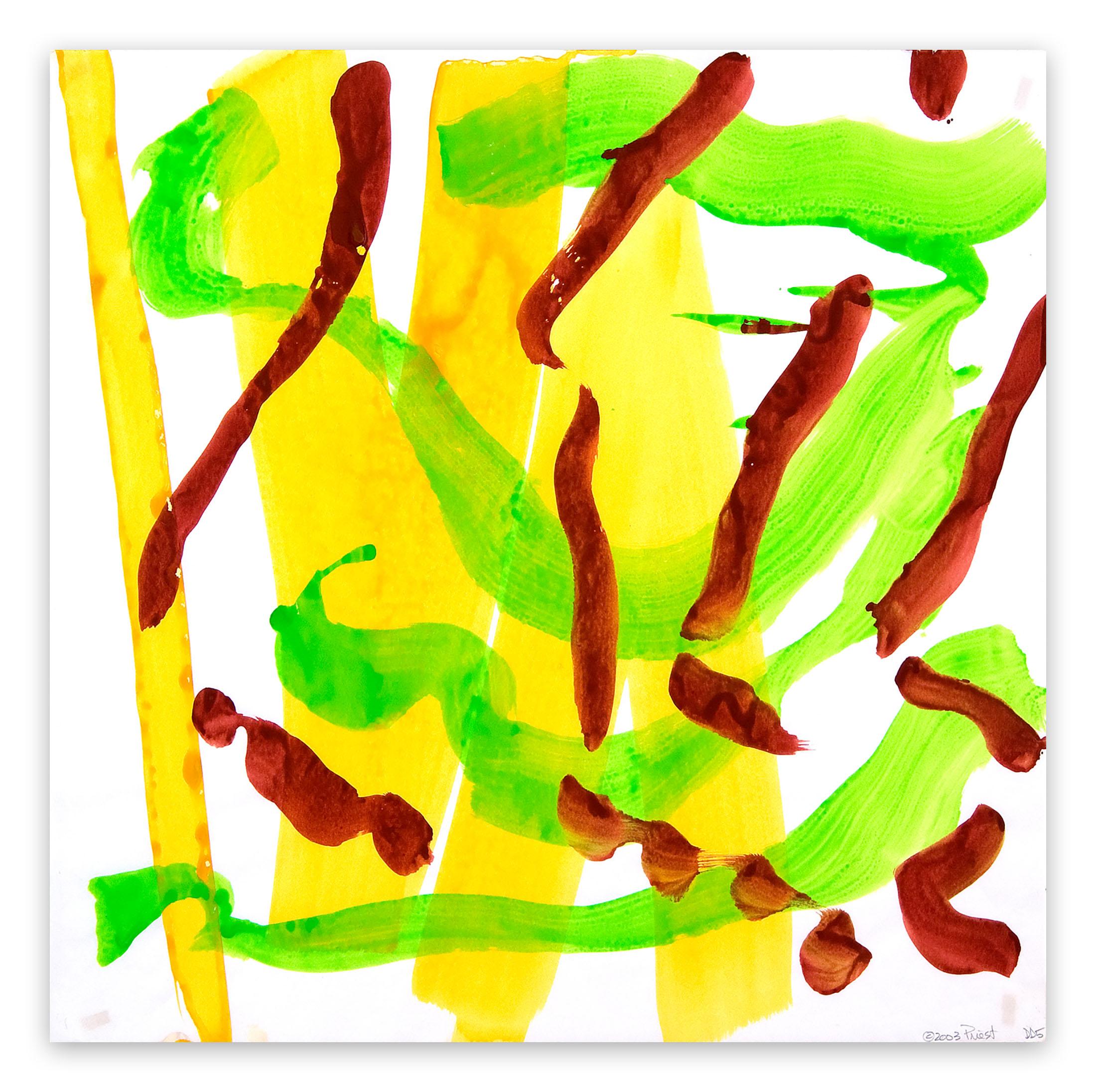 Ellen Priest Abstract Drawing - Dolphin Dance 05 (Abstract painting)