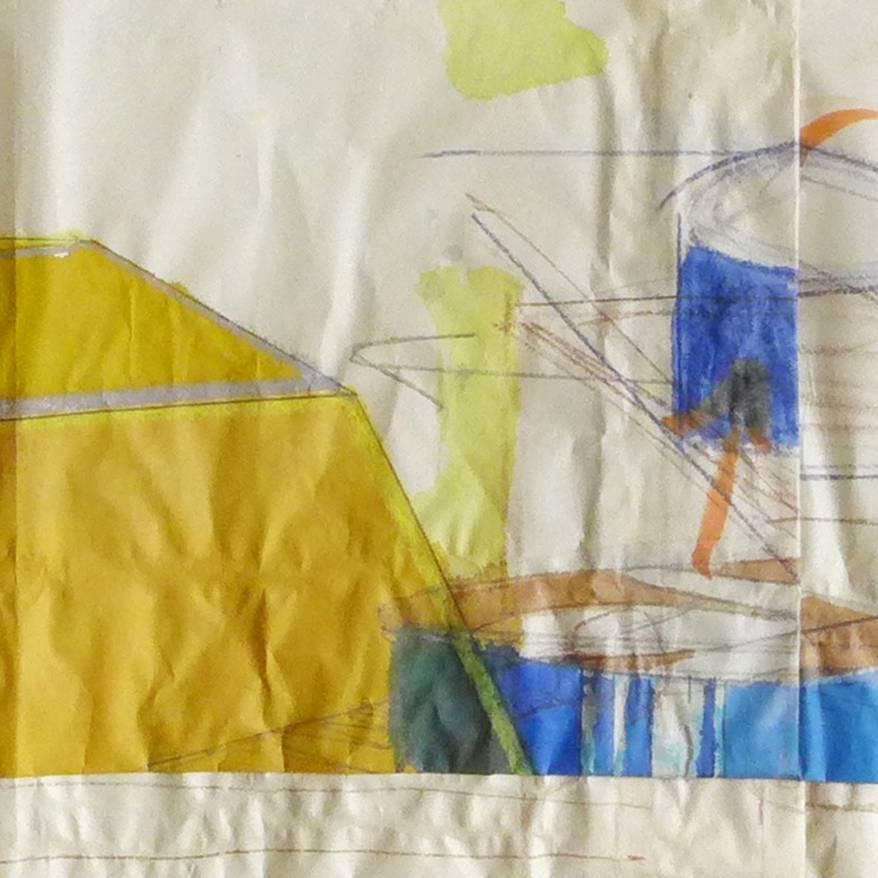 Austin (Abstract painting) - Beige Abstract Painting by Peter Soriano