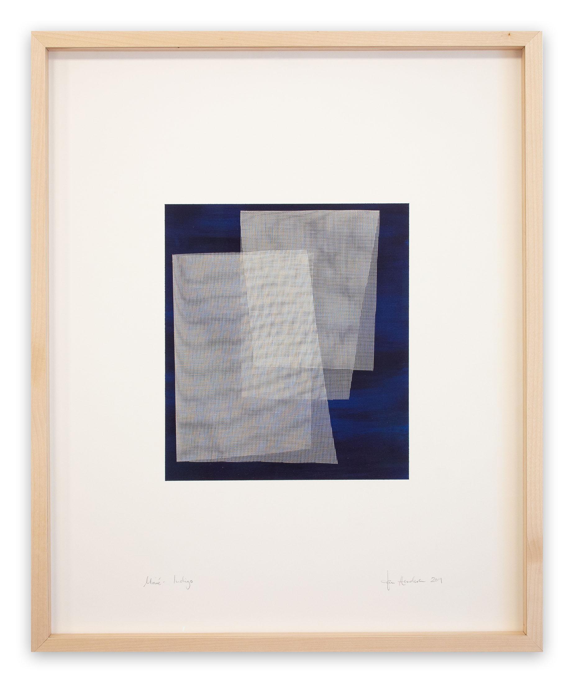 Tom Henderson Abstract Drawing - Moiré Indigo (Abstract painting)